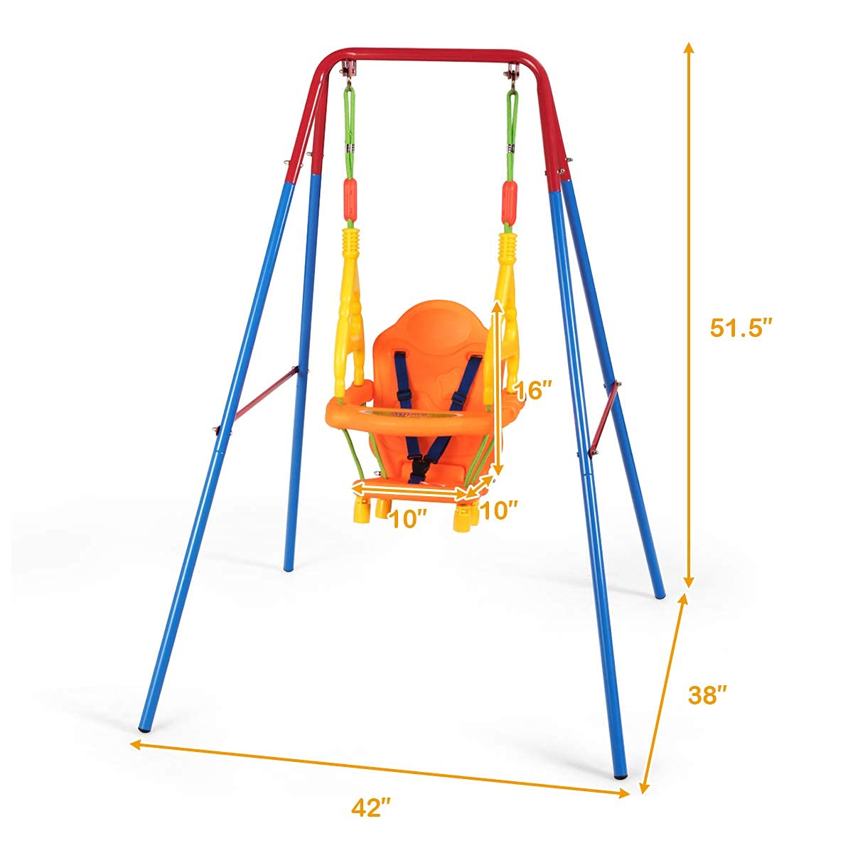 Costzon Toddler Swing Set, Outdoor AFrame Swing for Backyard with