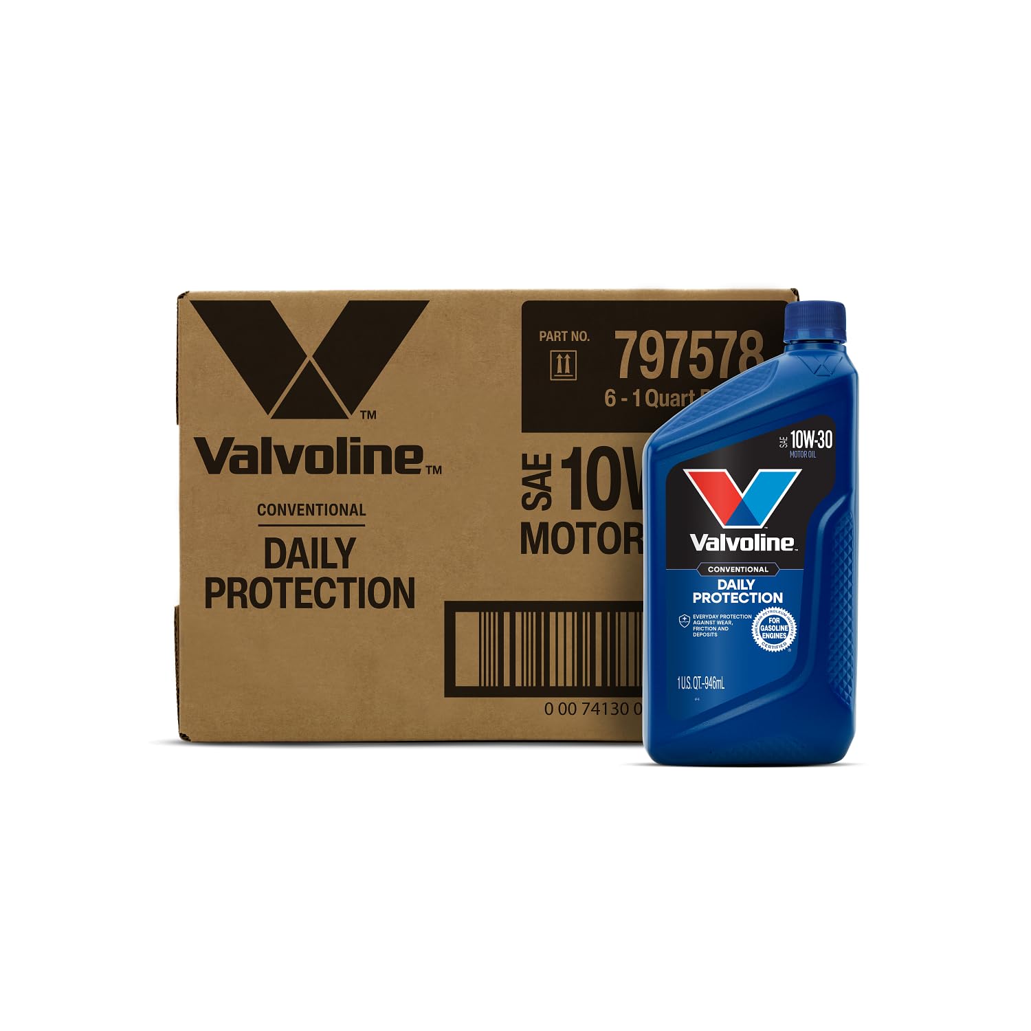 Valvoline Daily Protection SAE 10W-30 Conventional Motor Oil 1 QT, Case of 6