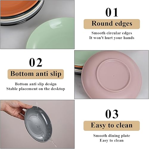 Miniatura 4 de Evanda Juego de 8 platos de plástico de 6.3 pulgadas, platos reutilizables irrompibles para todos los propósitos y todas las edades, aptos para