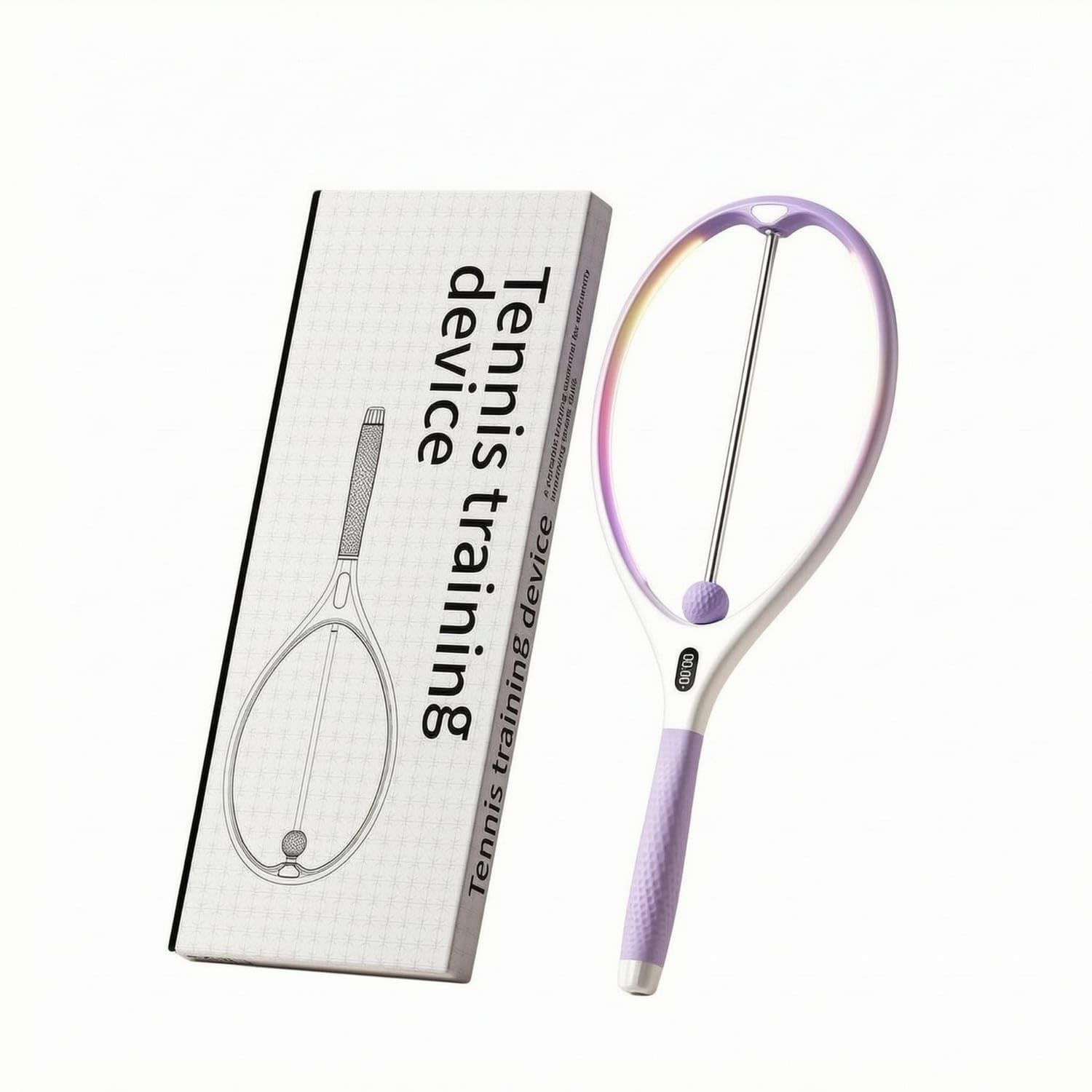 Rainbow Light Tennis Swing Practice Aid Open Frame Digital Swing Practice Aid Textured Handle Tennis Training Aid Improved Control for Solo Practice, Purple-image-4