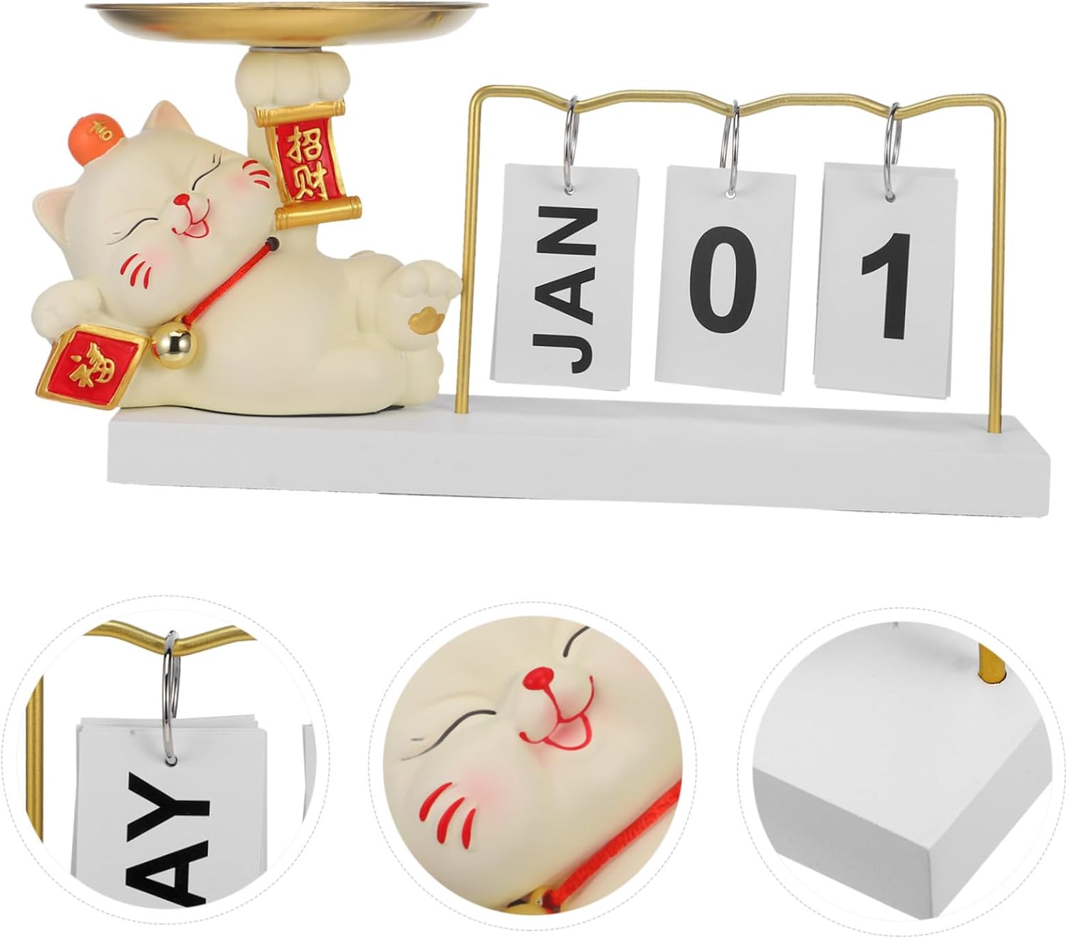 Cabilock Jewelry Dish with Calendar Design Multifunctional Snack Plate for Home Decor Organize Keys Makeup and Items Charming Cat Shaped Candy Tray for Entryway and Desktop