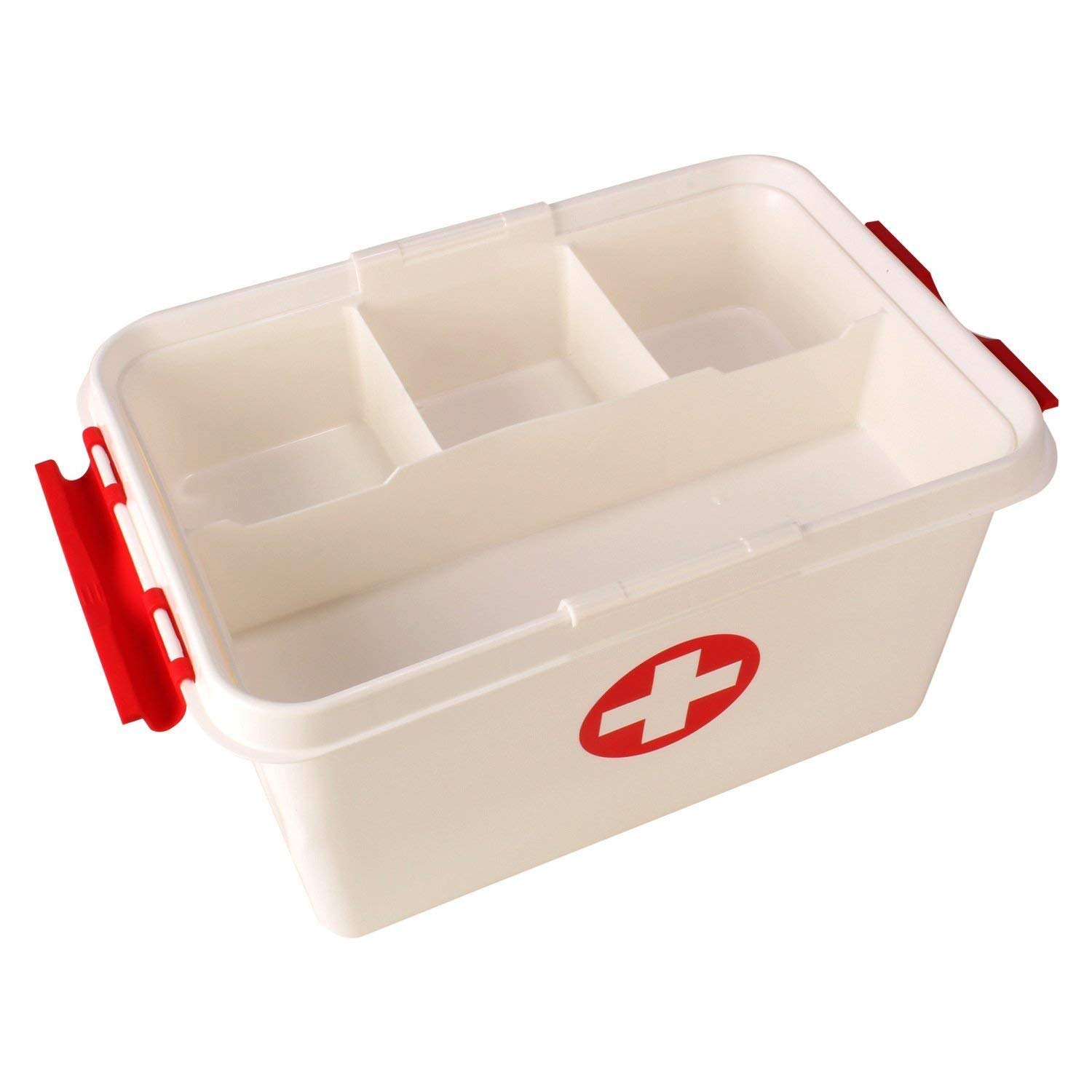 SHREVI IMPEX First Aid Kit Box Lockable Medicine Storage Box Family Emergency Kit Cabinet Organizer with Detachable Tray and Handle Portable for Home Camping Travel Hiking 4