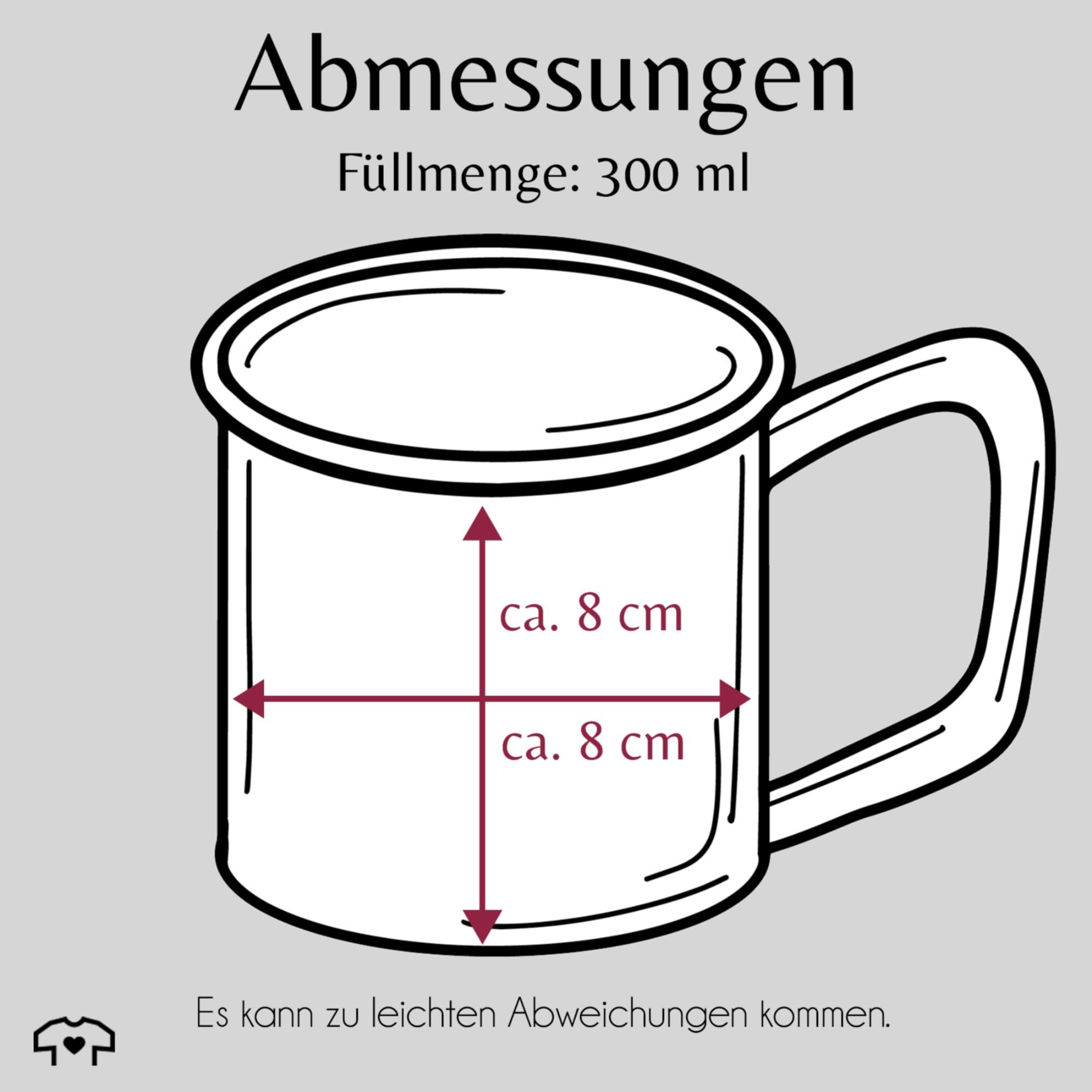 Emaille Becher Blechbecher - Aufdruck selbst gestalten - Wunschtext I Mit eigenem Text personalisiert I Custom Text - 300 ml - Weiß Blau