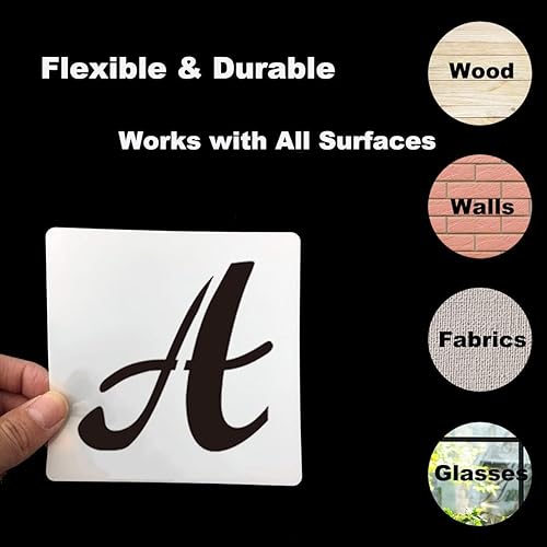 Miniatura 7 de Plantillas de letras del alfabeto de 2 pulgadas para pintar, paquete de 70 plantillas de letras y números con letreros para pintar sobre madera,