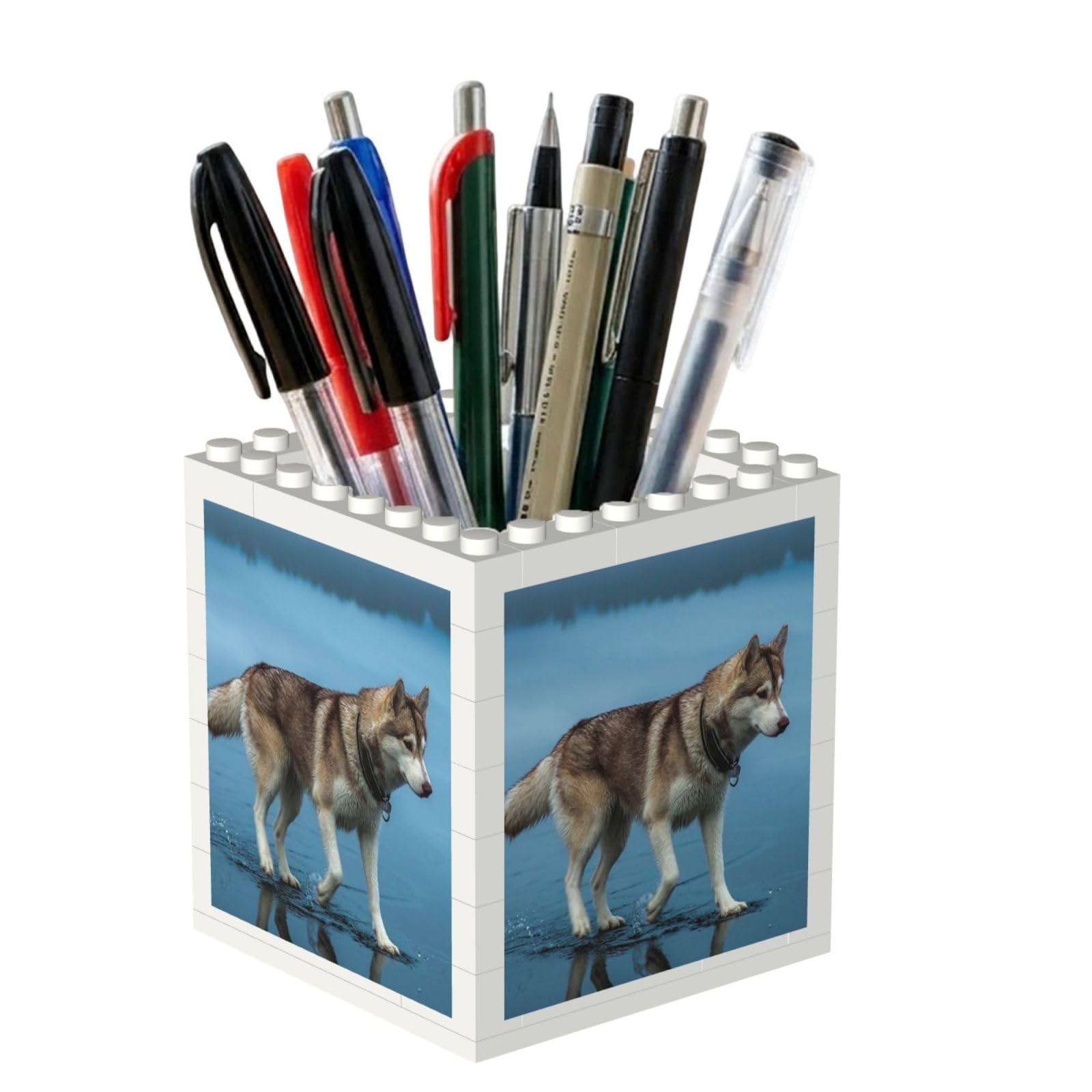 Poadnly Beautiful Siberian Husky, Pen Pot Pencil Holder for Office Home School, Compact Desk Organiser for Office Stationery