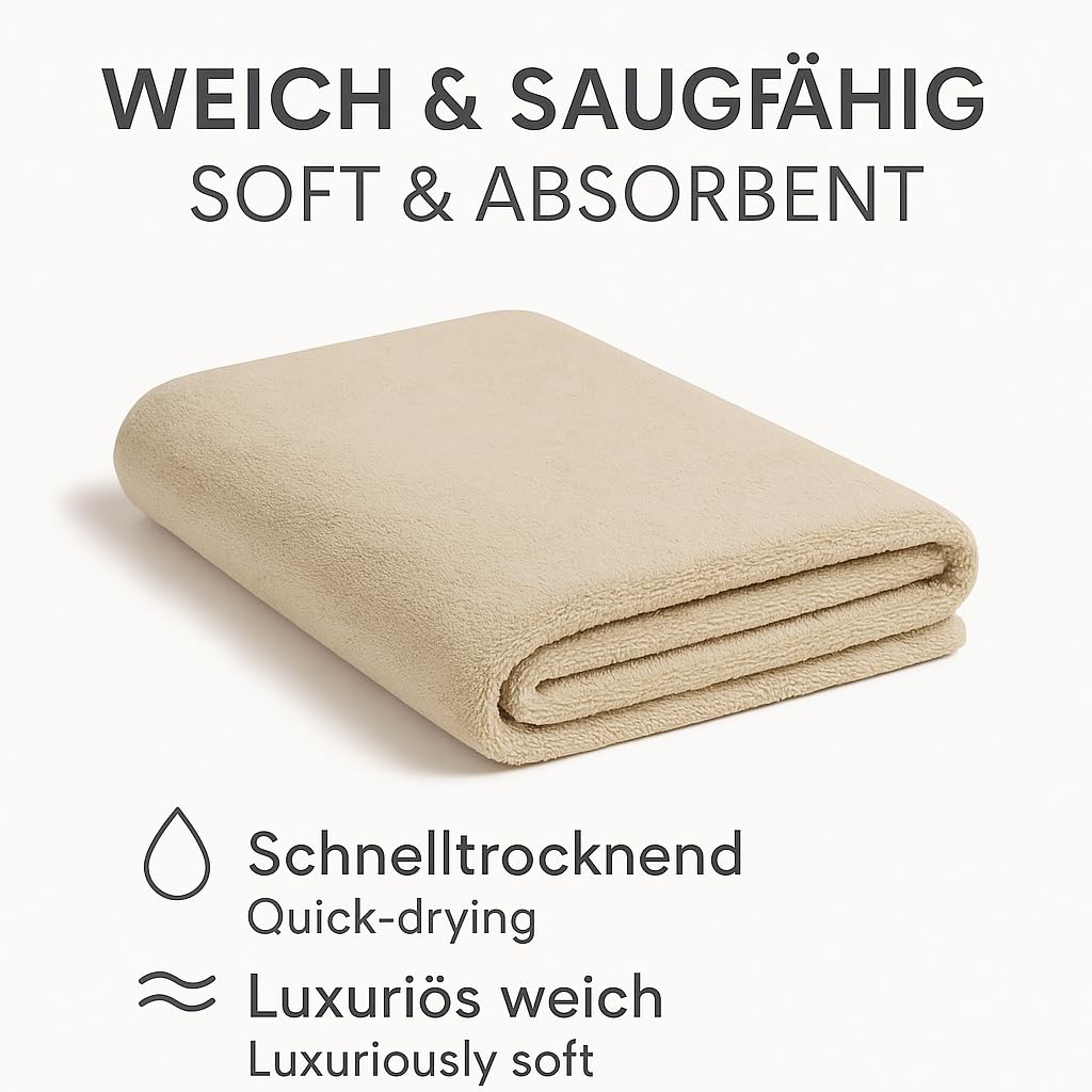 Betz 2 Unidades de Toallas de baño XXL 100cmx200cm Dresden Juego de Toallas de Sauna 100% algodón Color Beige Arena - 1901050