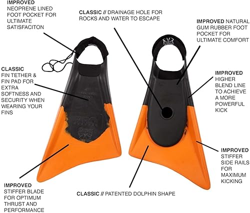 Miniatura 2 de Churchill Makapuu PRO Swimfins  Aleta de natación de delfín incluida con almohadilla para el talón y cojín de aleta (comprueba el tamaño!)