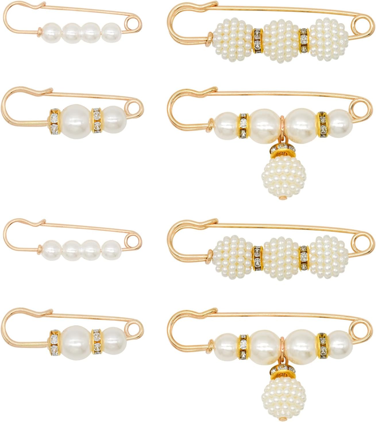 – Women's Brooches Pins, 8PCS Artificial Pearl Brooch Fashion Decorative Pins Sweater Shawl Pin,Safety Pins Dress Cardigan Clips Cufflink Waist Pants Tightener for Women Girls