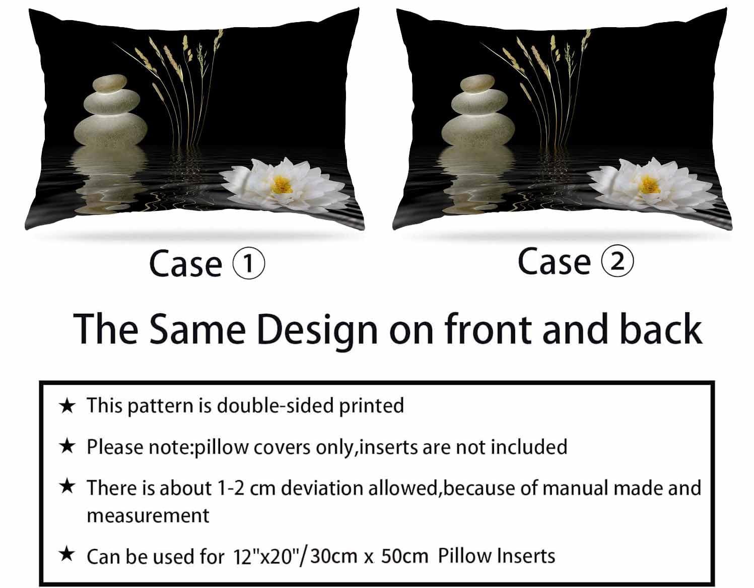 Zovinex Cushion Cover Outdoor Soft Short Plush Pillowcase Zen Stone Throw Pillow Cover Hippie Decorative Oblong Lumbar Pillow Case for Livingroom Sofa Bed,Set of 2 Pack 30x50cm 12x20 Inch - Image 4