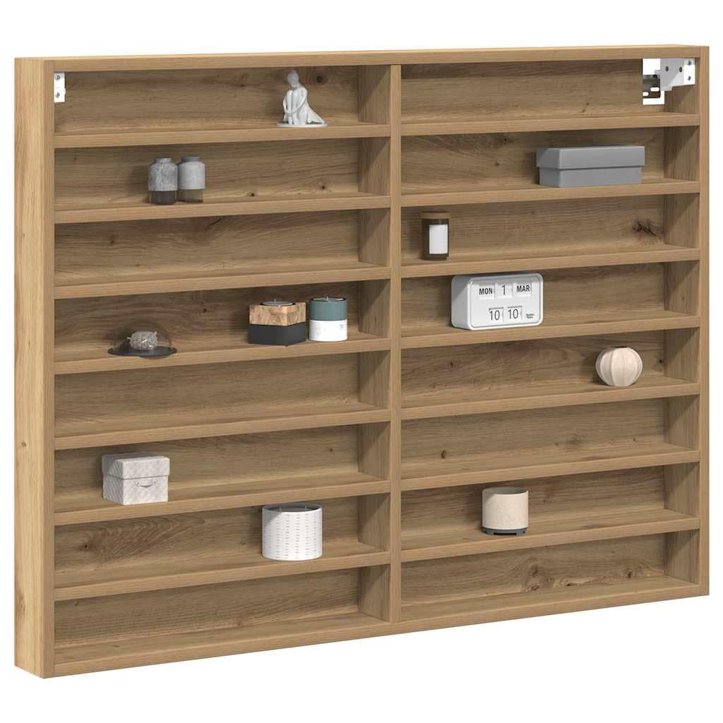 vidaXL Display Cabinet Artisan Oak 100 x 8.5 x 75 cm Engineered Wood, Office Storage Solution, Ample Display Cabinet, Chic Wall-Mounted Shelves, Modern Furniture for Home Organizer and Bedroom