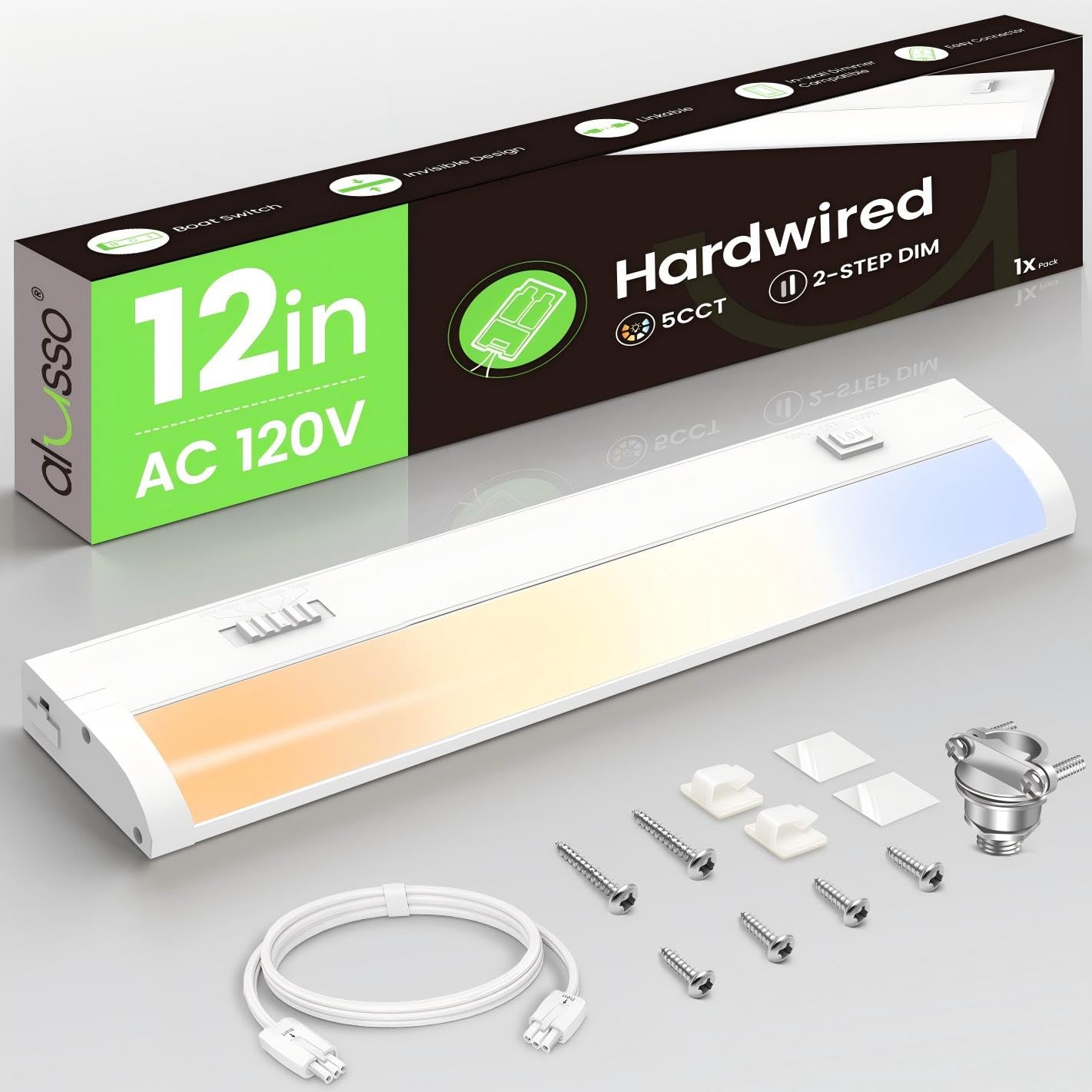 ALUSSO Hardwired 120V Under Cabinet Lighting 12 Inch Counter Kitchen Closet