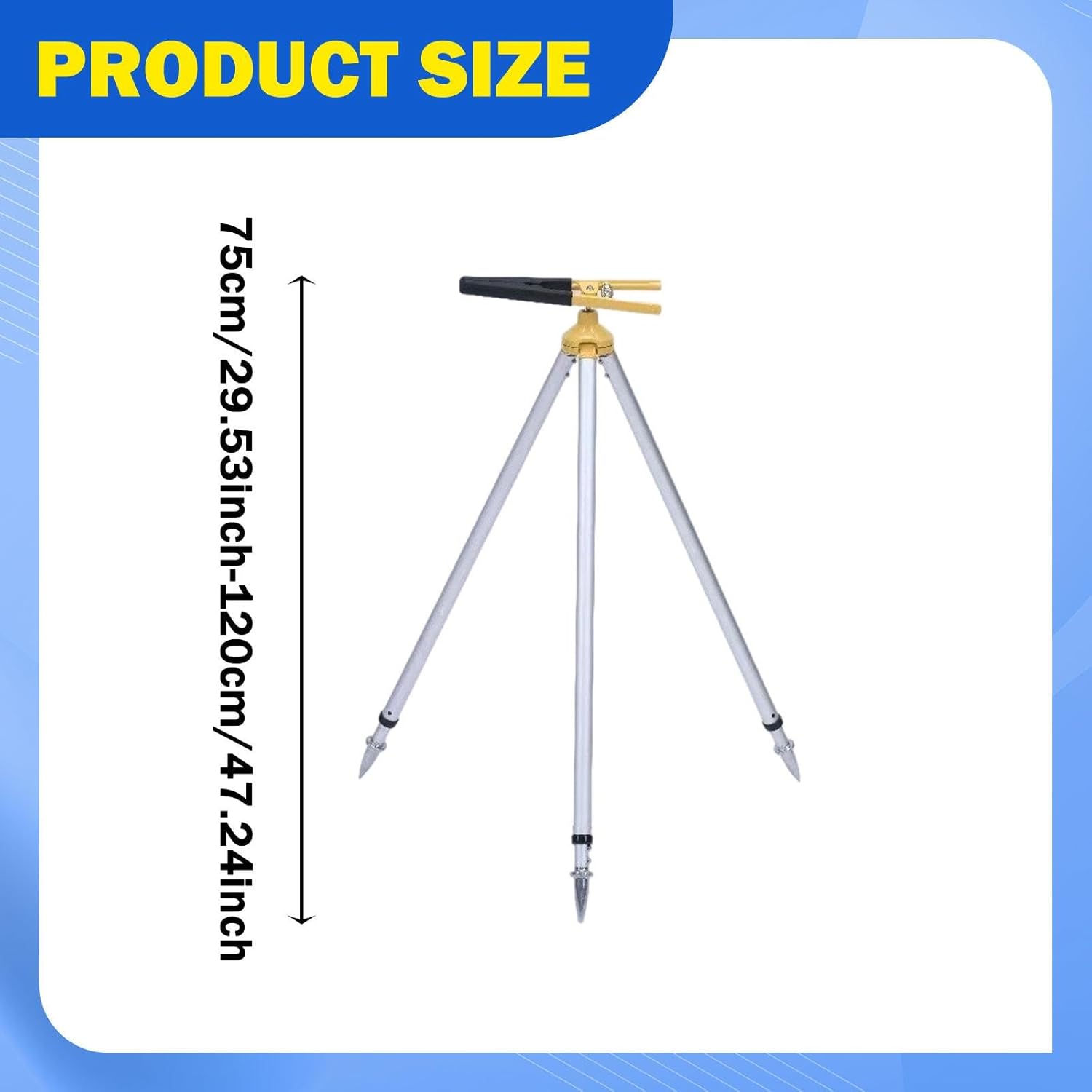Total Station Centering Rod Clamp Tripod Support Bracket Metal Adjustable Height 80-124cm Surveying Tripod Black Clip Measuring Instrument- 75 to 120cm Golden Black Clip