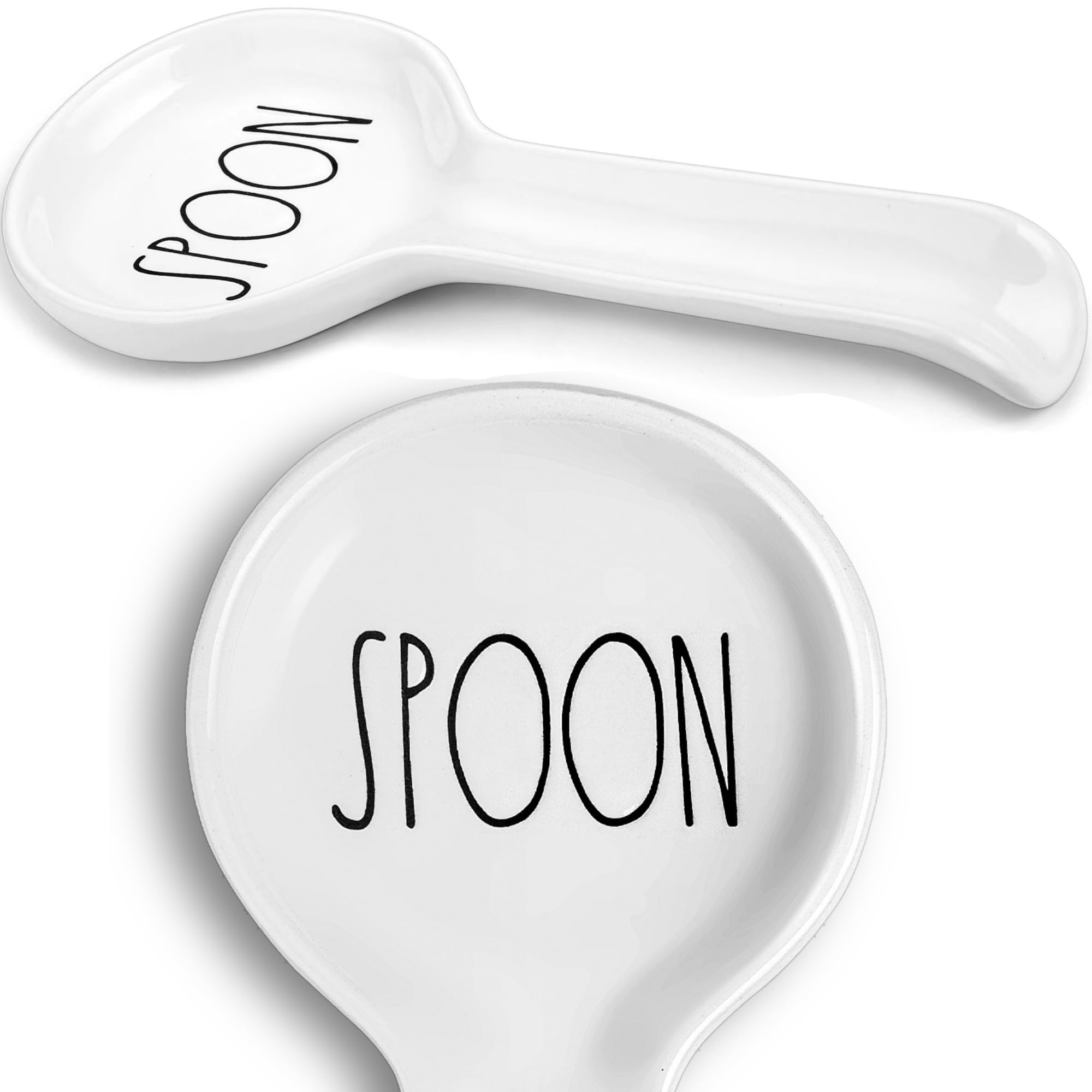 Spoon Rest for Kitchen Counter by Brighter Barns - Ceramic White Spoon Rest for Stove Top - Spoon, Spatula, Ladle, Utensil Holder for Countertop - Coffee Spoon Rest - Modern Farmhouse Kitchen Decor