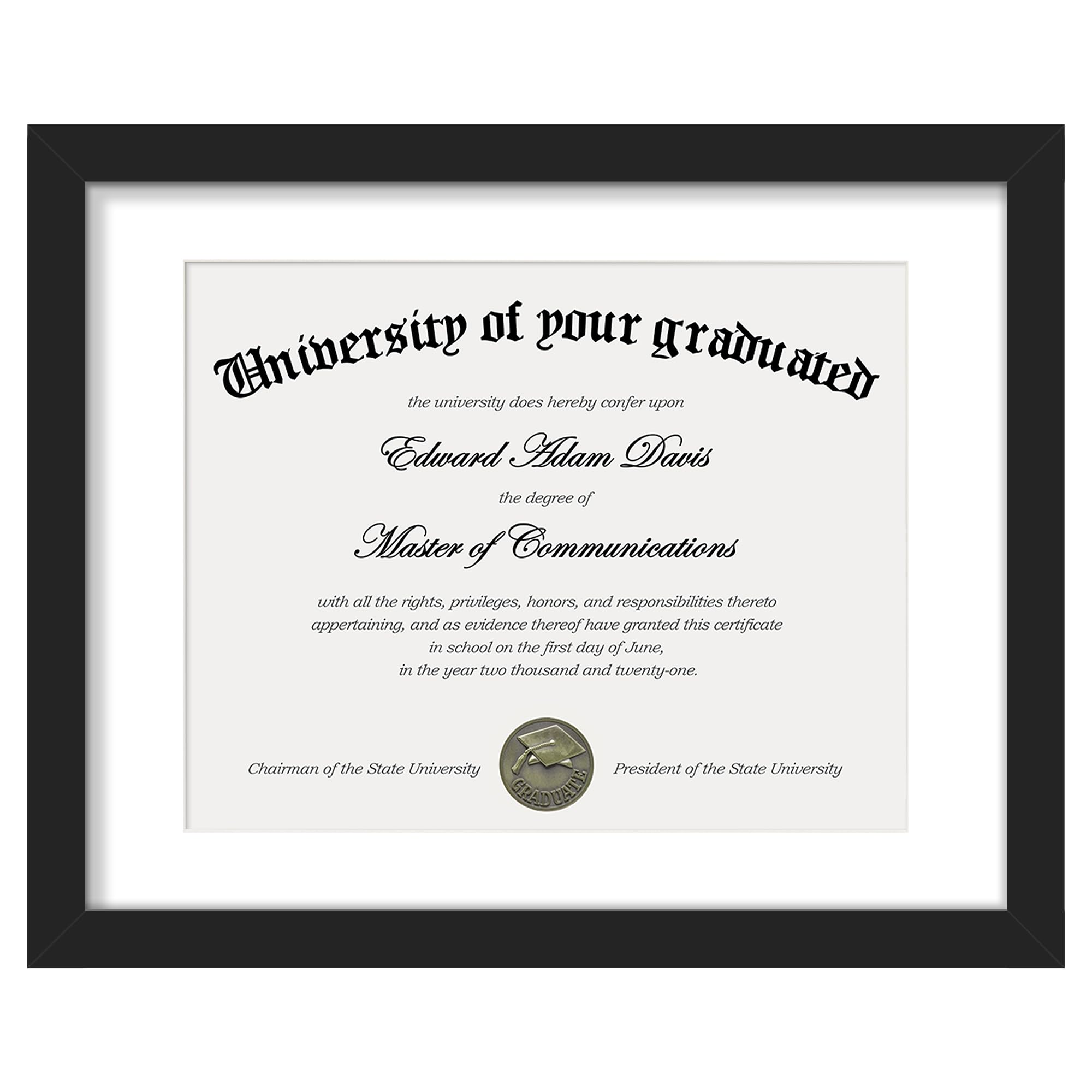 upsimples Diploma Frame with 8.5x11, 11x14 Degree frames, Black 1 Pack