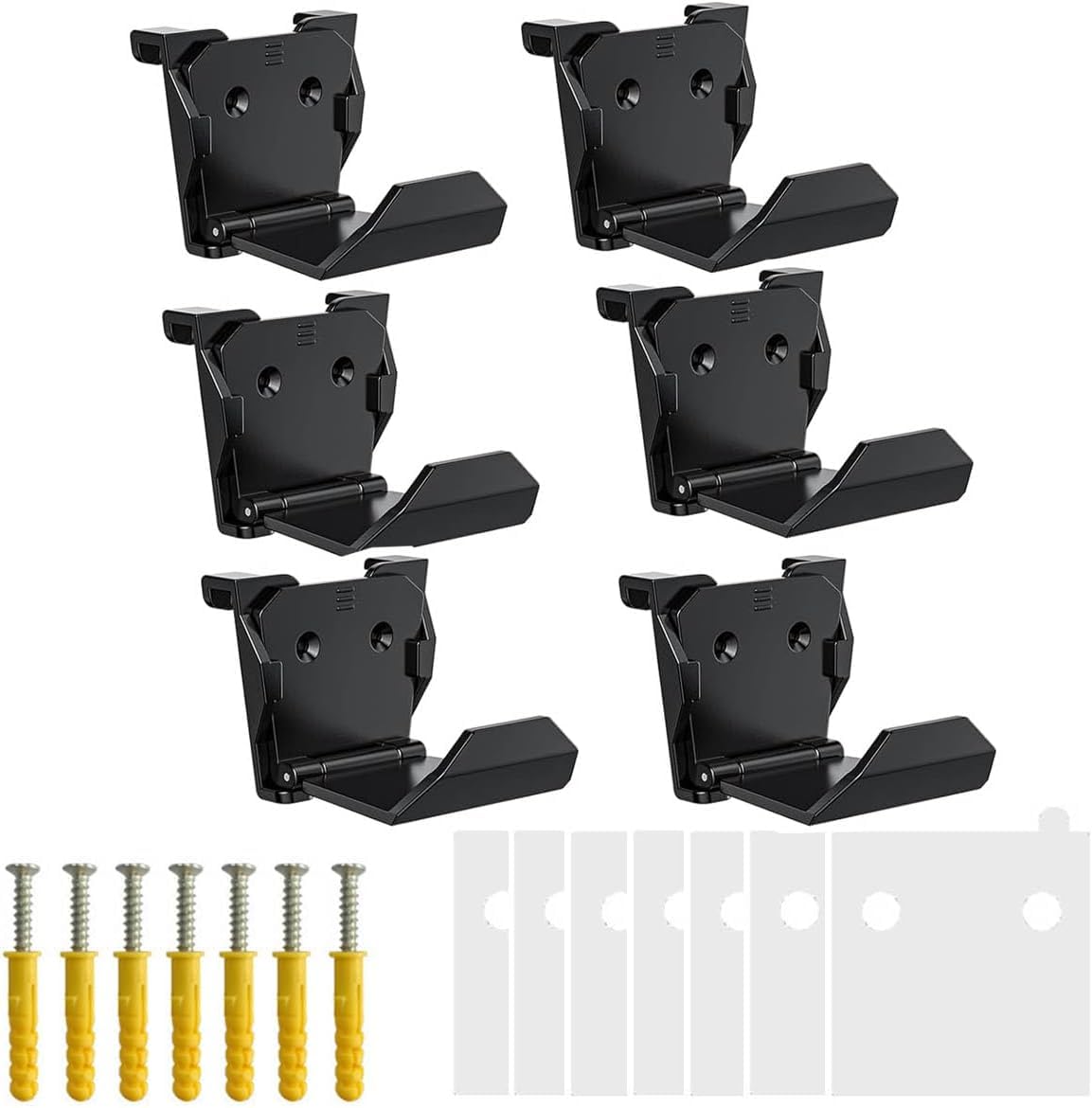 6 Pcs Universal Controller Wall Mount Holder | Strong Adhesive & Screw Dual-Installation | Game Controller & Headset Hanger for PS5, PS4, Xbox, Switch (6pc black)
