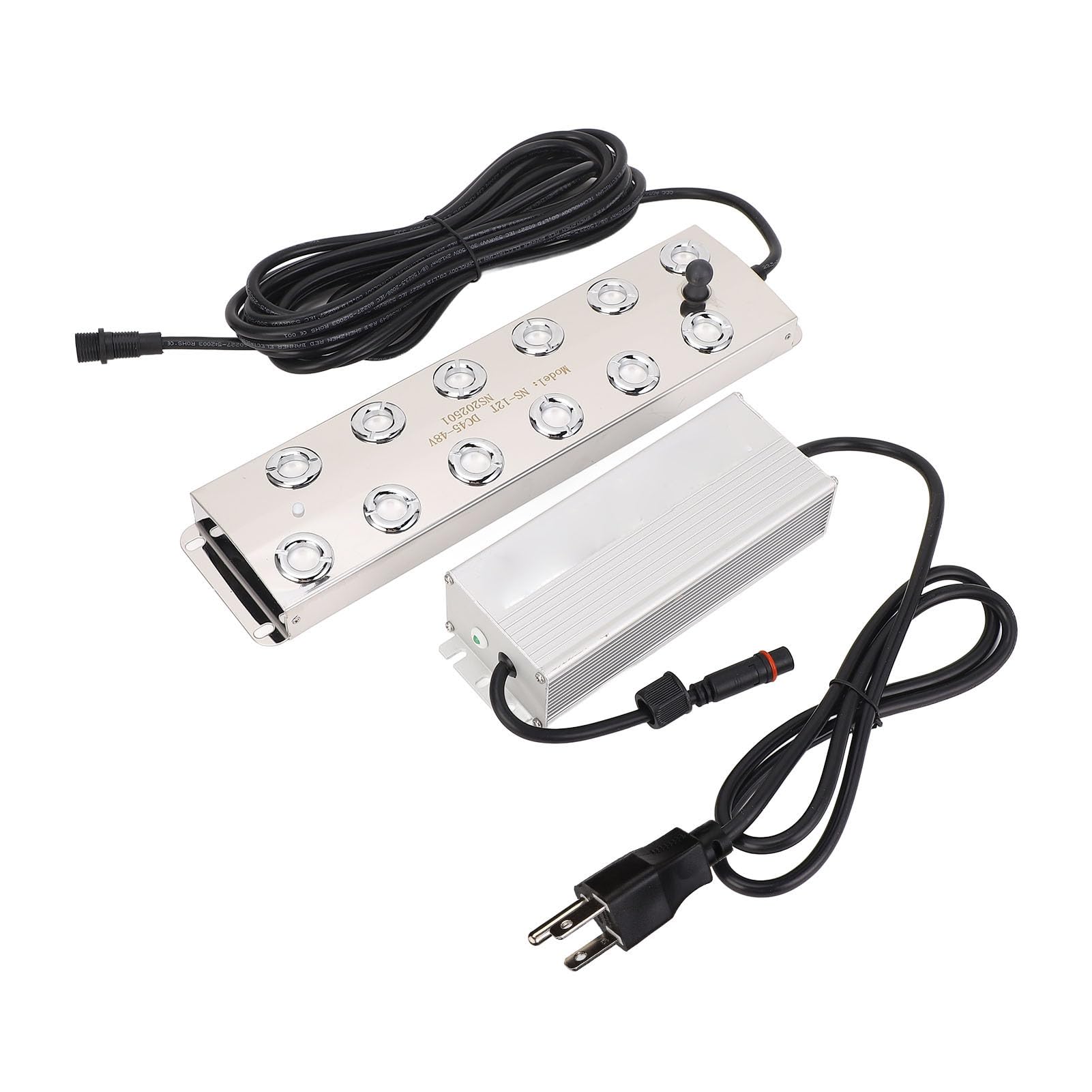 Ultrasonic Water Pond Fountain Fogger 12 Heads 9L h Ultrasonic Water Proof Mist Maker with Float for Landscaping and Gardening Applications (US Plug)