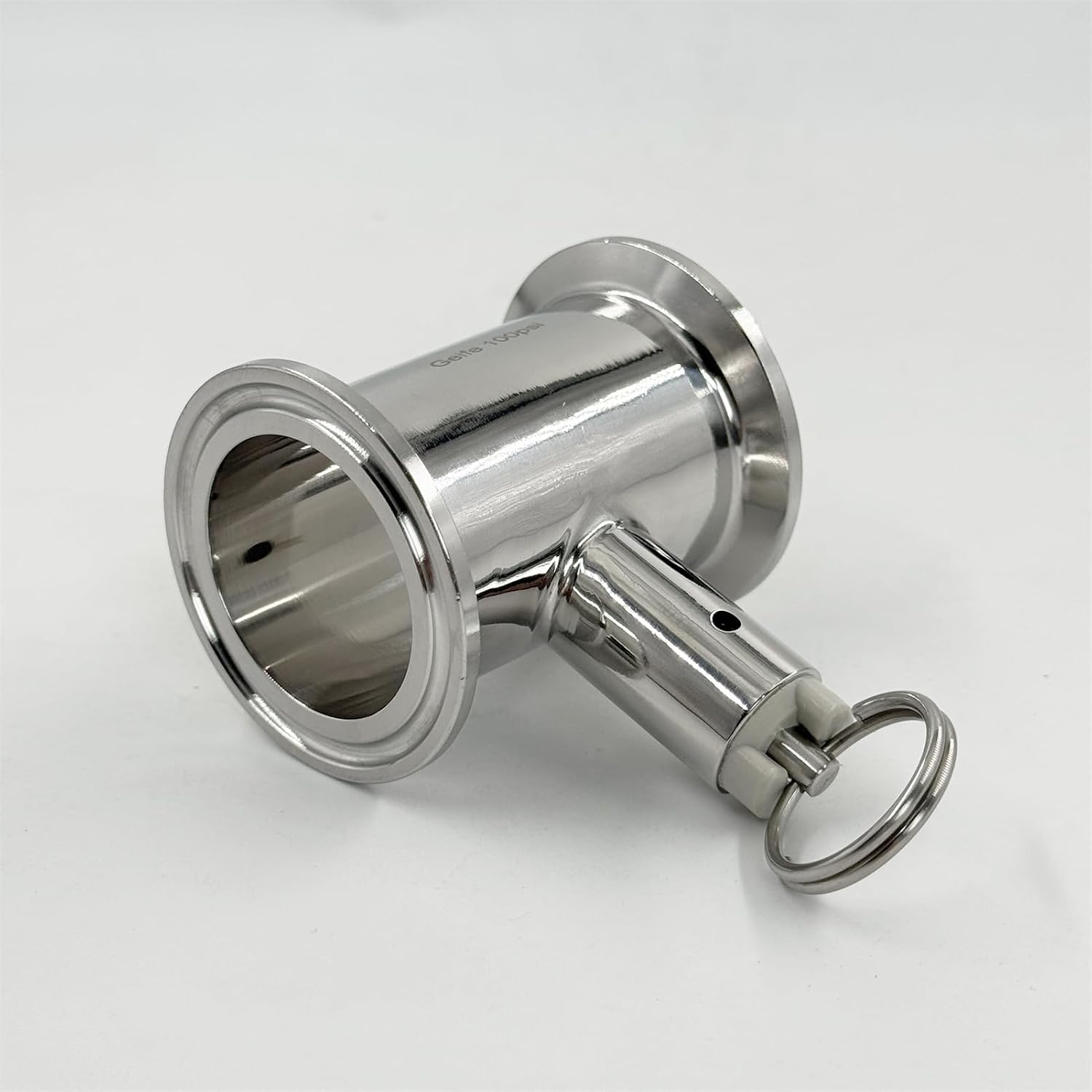1.5" Tri Clamp Extension Tube with 100psi Pressure Relief Valve PRV for Dry Hopper (100 PSI Max)