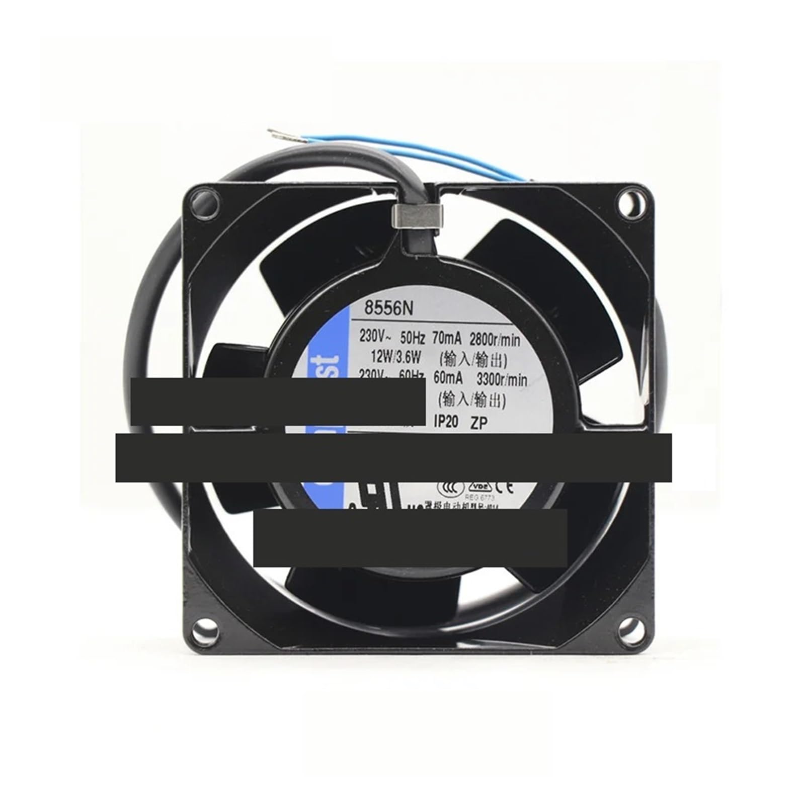 Ventilateur 8038 230V AC 12W à haut débit 29.4CFM pour évacuation de chaleur