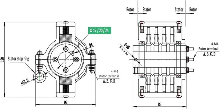 Carbon Brush Type Conductive Slip Ring 4 Way Unitary Slip Ring Collectors 20mm 25mm ID 10A 15A Automatic Parts Rotary Connector for Drum Winch