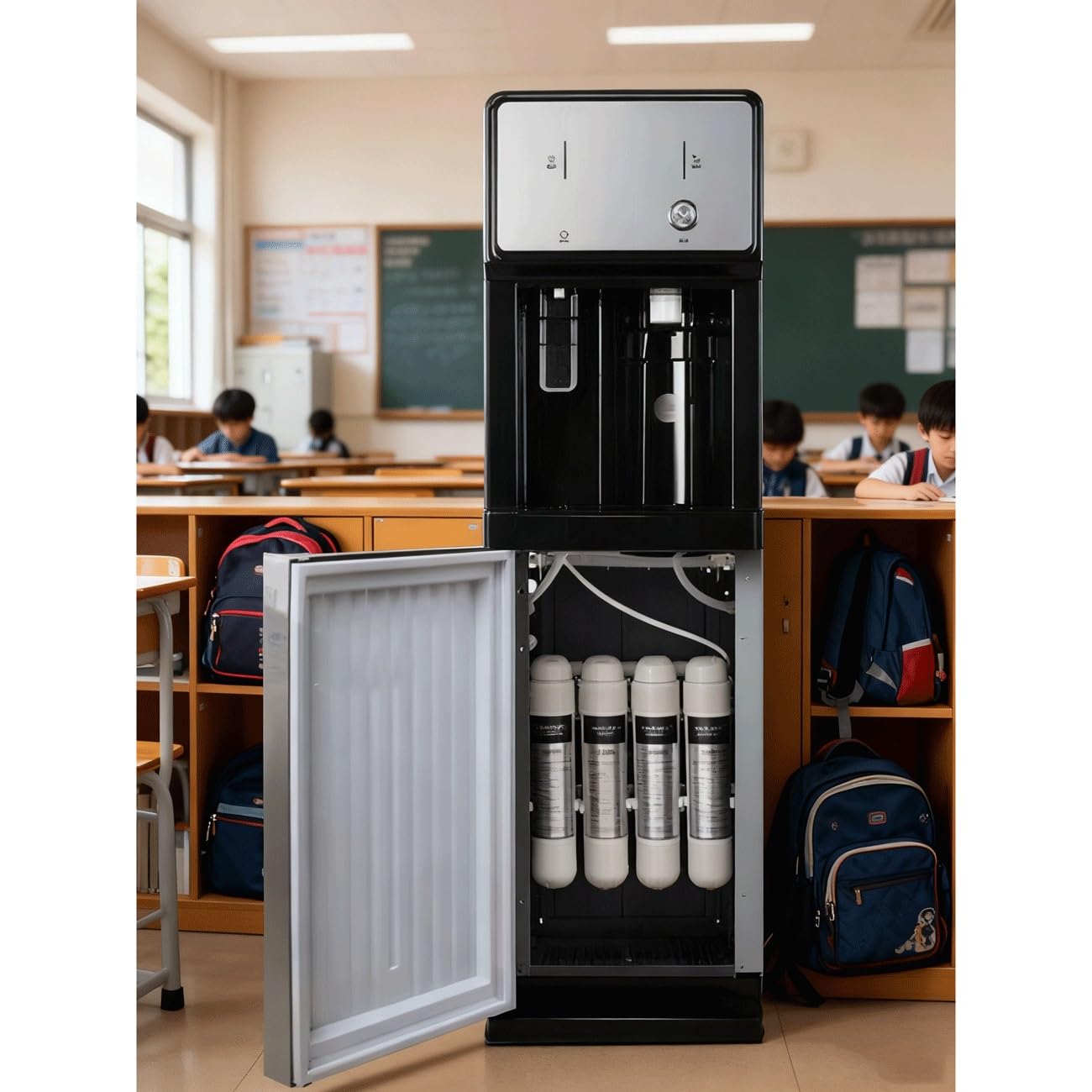dispenser acqua Distributore D'acqua Indipendente Per La Scuola,collegamento Diretto Alla Rete Idrica,Con Sistema Di Purificazione Dell'acqua A 4 Stadi Integrato,Refrigeratore D'acqua Calda E Fredda