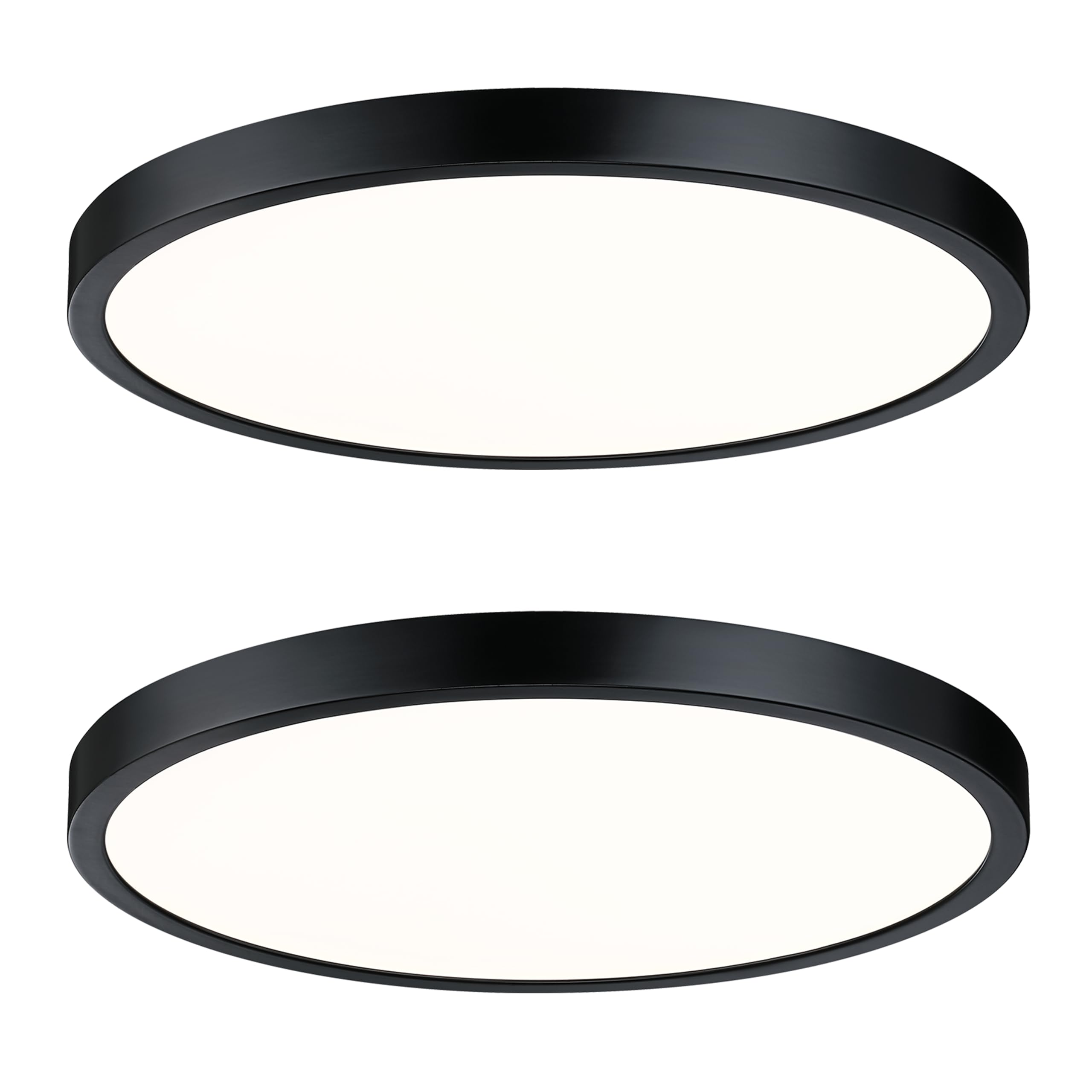 Flush Mount Ceiling Light Fixture, 14 Inch LED Modern Kitchen Light, Slim Dimmable Black Flush Mount Light for Low Ceiling, Laundry, Hallway, Metal and Glass Lighting, 26W, 3000K, 2 Pack