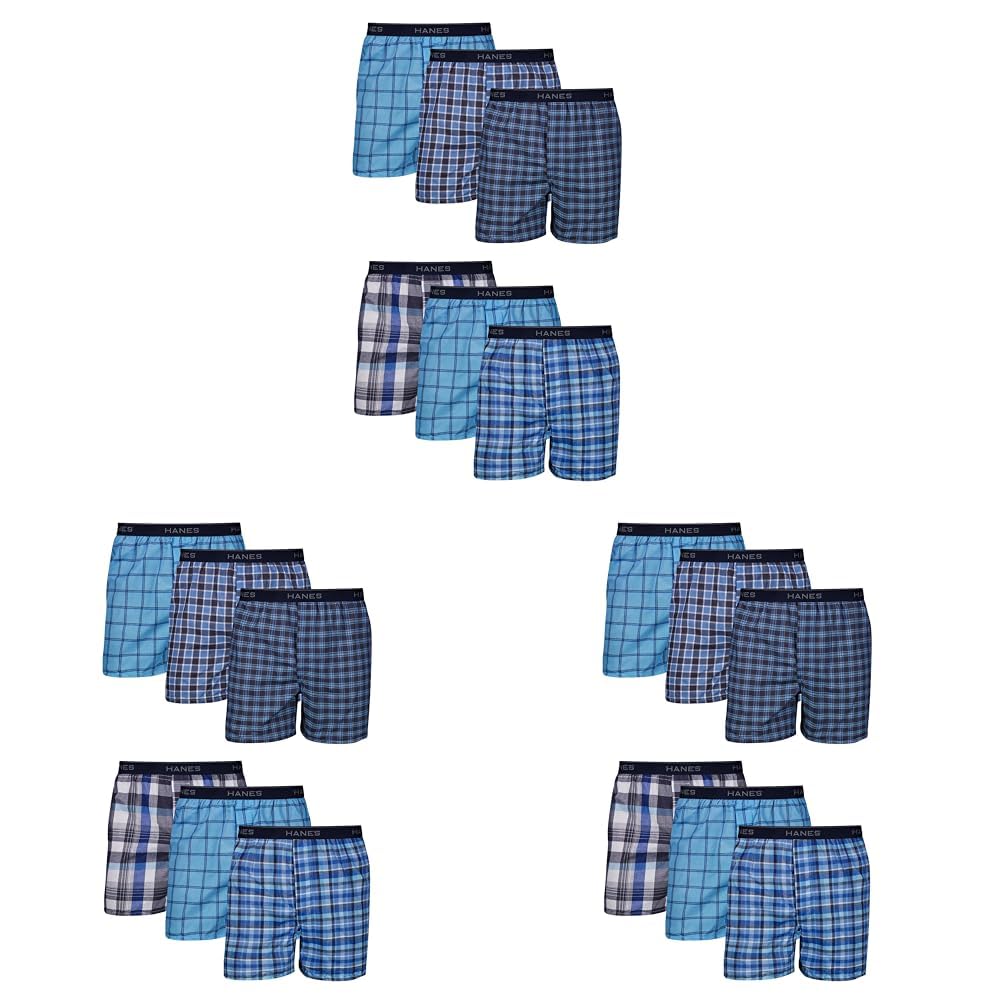 Hanes Men's Underwear Boxers Pack, Cool &amp; Breathable Cotton Underwear, Moisture-Wicking Boxers for Men
