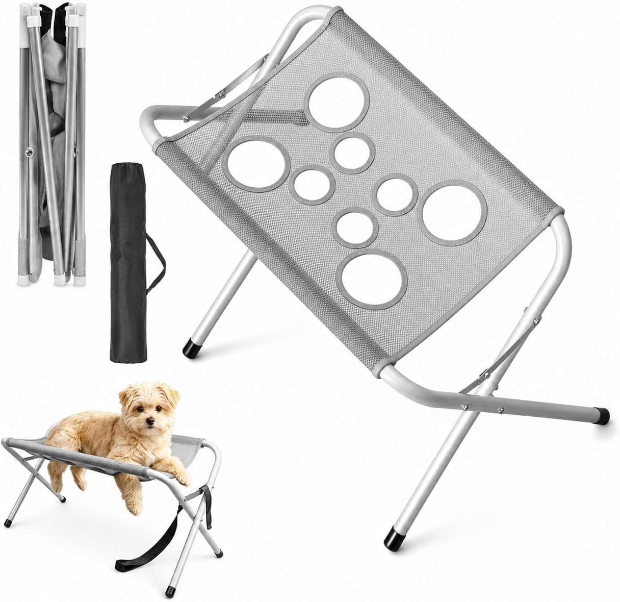 Grooming Pet Bath Stand Mesh Bathing Station Foldable With Quick Surface And Strap Maintenance Cat Dog Grooming Table for Nail Clipping Blowing Drying Household Small Medium Dogs Cats Care