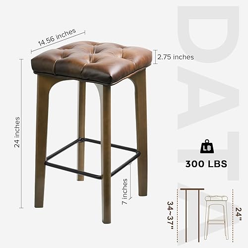 Miniatura 2 de Juego de 2 taburetes de bar de 24 pulgadas de altura de mostrador, taburetes de bar tapizados de piel sintética, taburetes de bar sin respaldo de