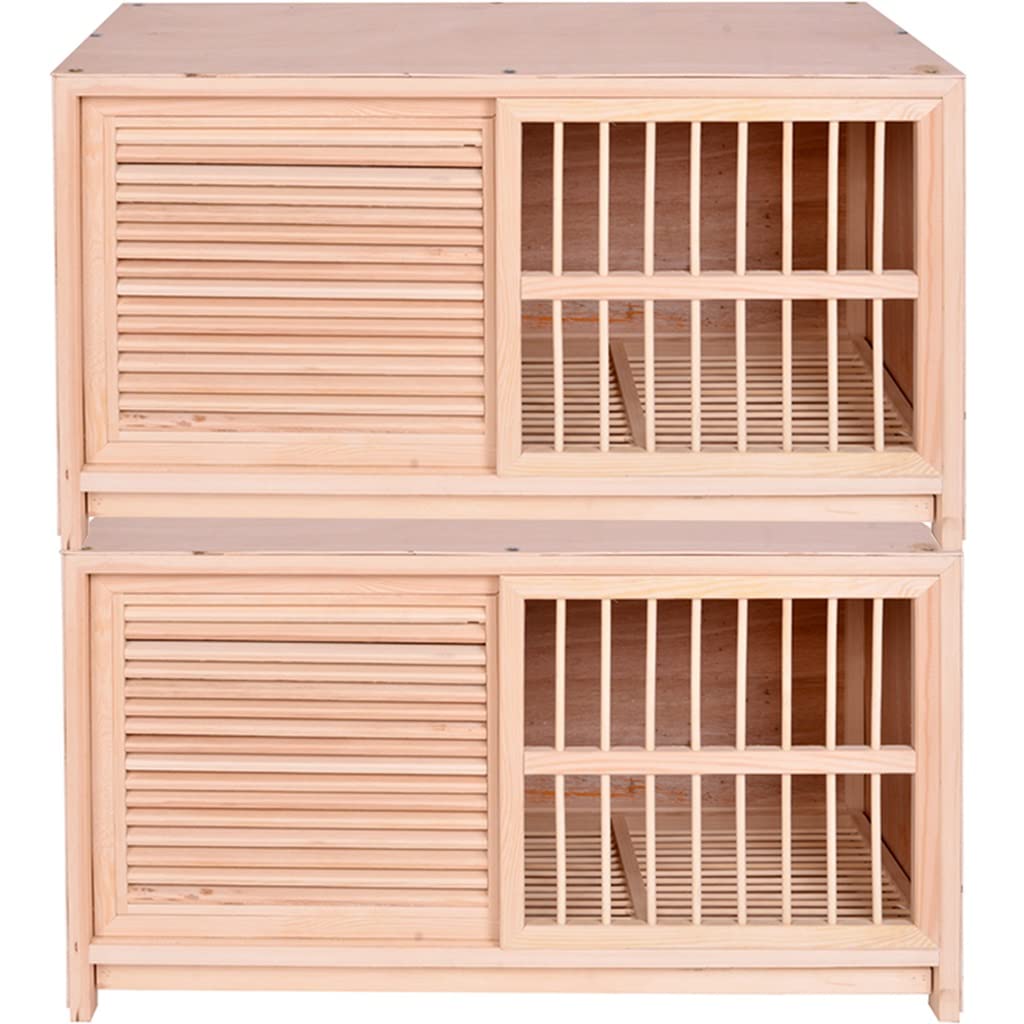 Jaula Para Pájaros Con Persianas Opacas, Jaula Para Palomas De Madera Maciza, Gallinero Para Palomas De Cría, Caja Nido Con Bandeja Para Heces, Caja De Apareamiento Con Puertas Corredizas(Natural*2,60