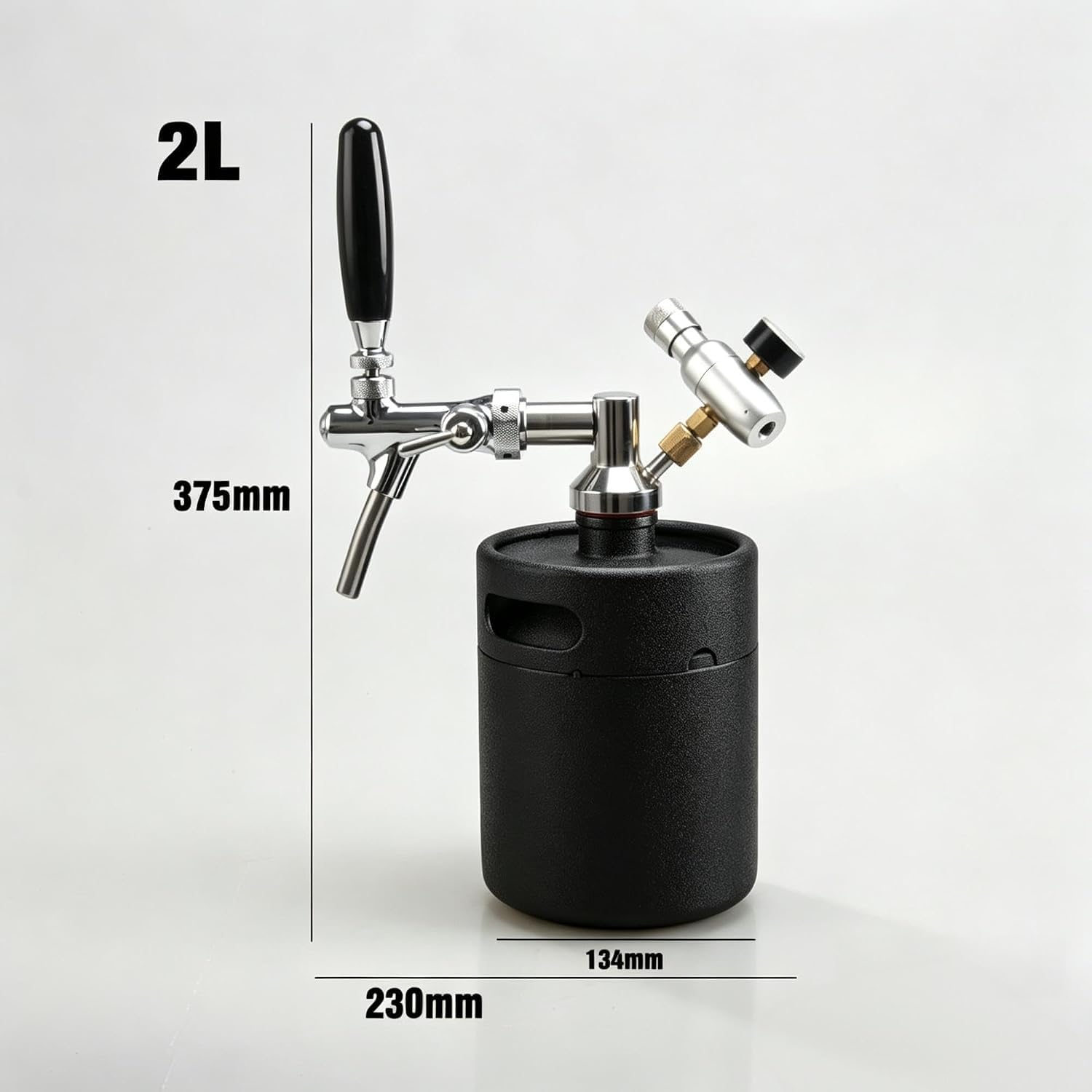 Miniaturowy growler beczkowy ze stali nierdzewnej z systemem kranowym, przenośny dozownik piwa lane pod ciśnieniem o pojemności 2 l do domowego warzenia piwa, na imprezy, pikniki i do domowych barów