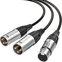 Tisino Cavo splitter XLR, 1 XLR femmina a 2 XLR maschio maschio Patch Y bilanciato microfono splitter cavo audio adattatore - 1,5 m
