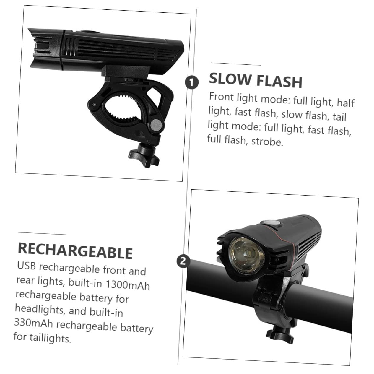 BCOATH 1Set Rechargeable Bike Headlight and Taillight Versatile Cycling Safety Lamp for Outdoor Activities Easy to Install Durable Design for Biking Hiking