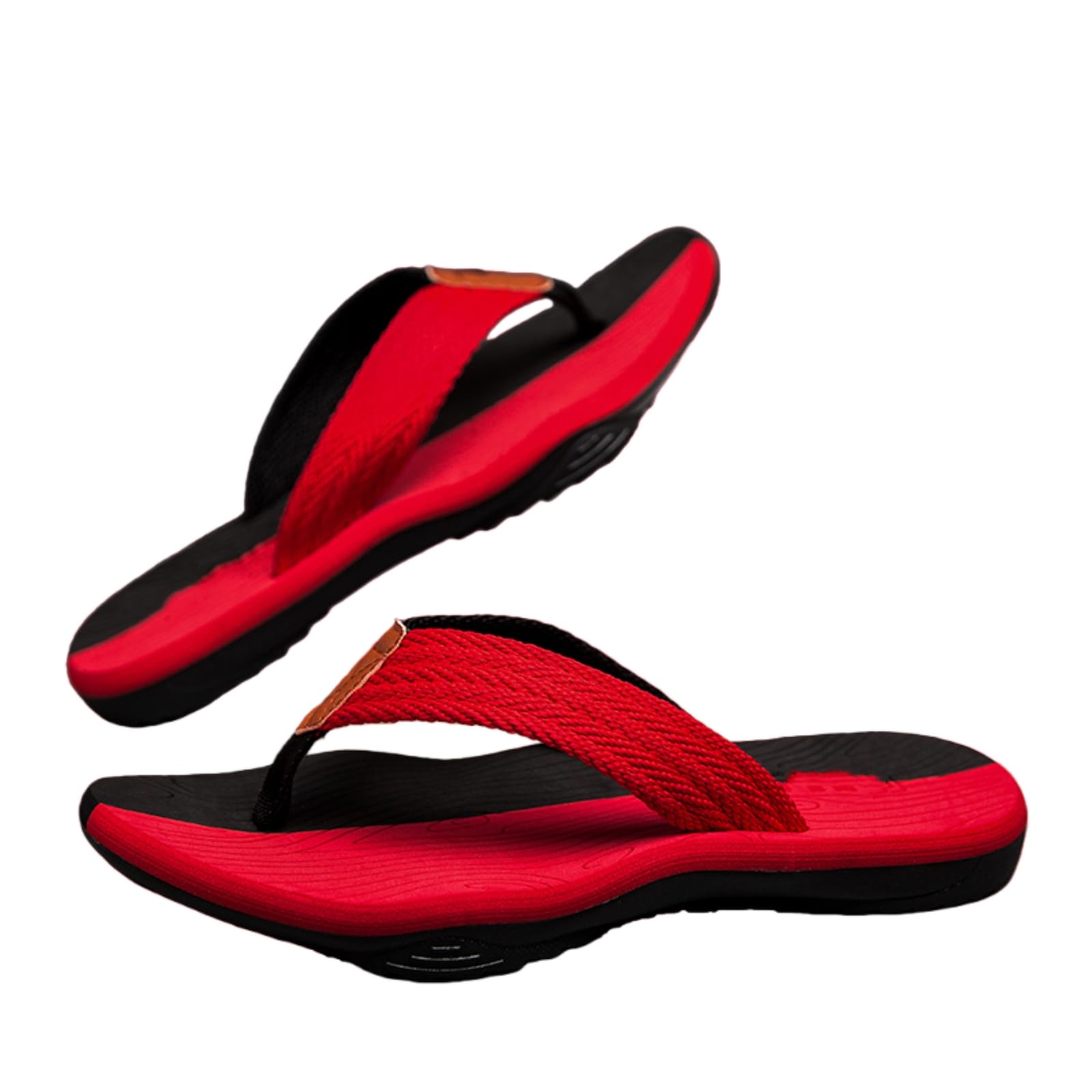 Gyios Flip Flops Men’s Braided Woven Thong Strap Non Slip Soft Sole Summer Indoor Beach Outdoor Casual Sandals-red-41
