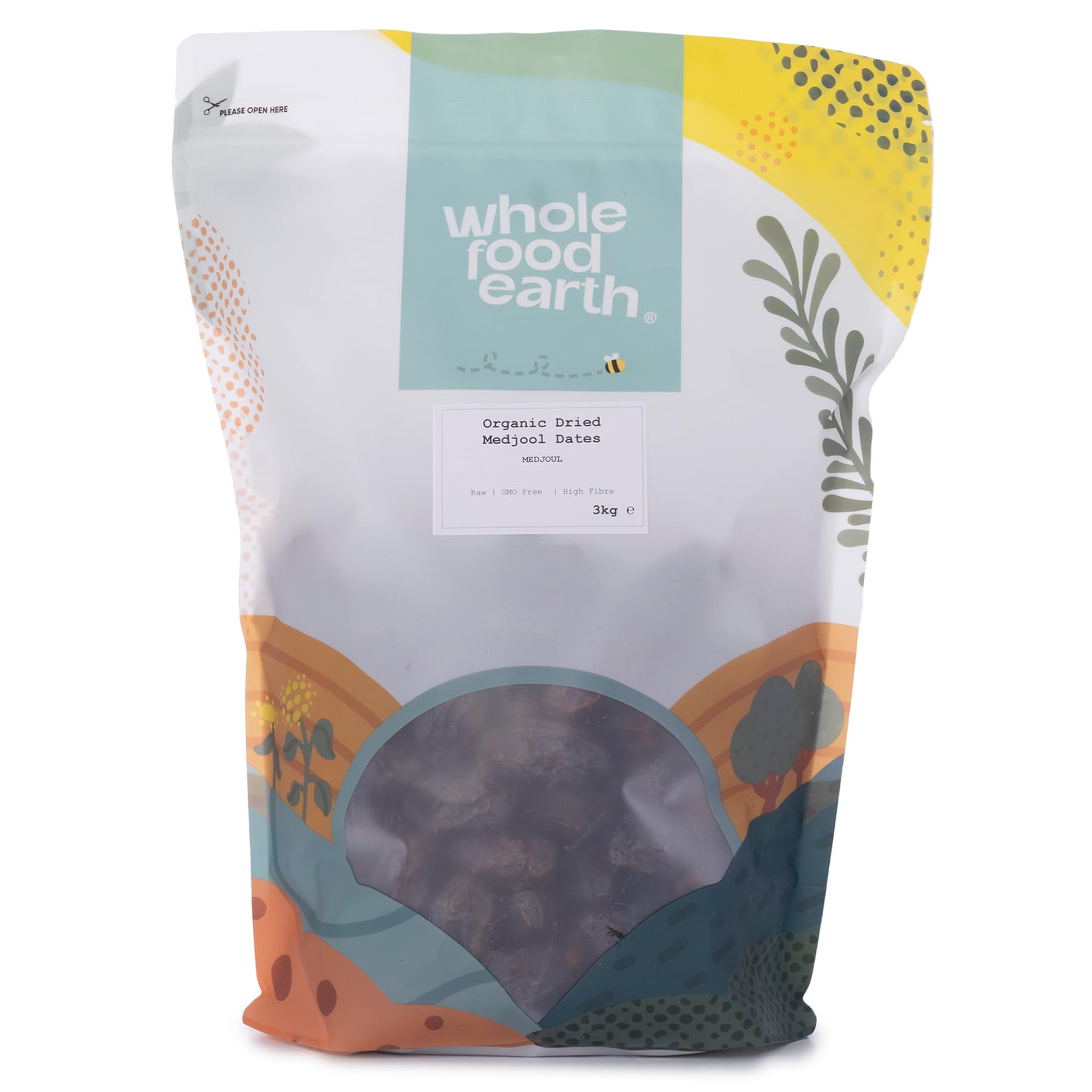 Wholefood Earth Bio-getrocknete Medjoul/Medjool-Datteln – 3 kg | Roh | Gentechnikfrei | Vegan | Ballaststoffreich | Bio-zertifiziert