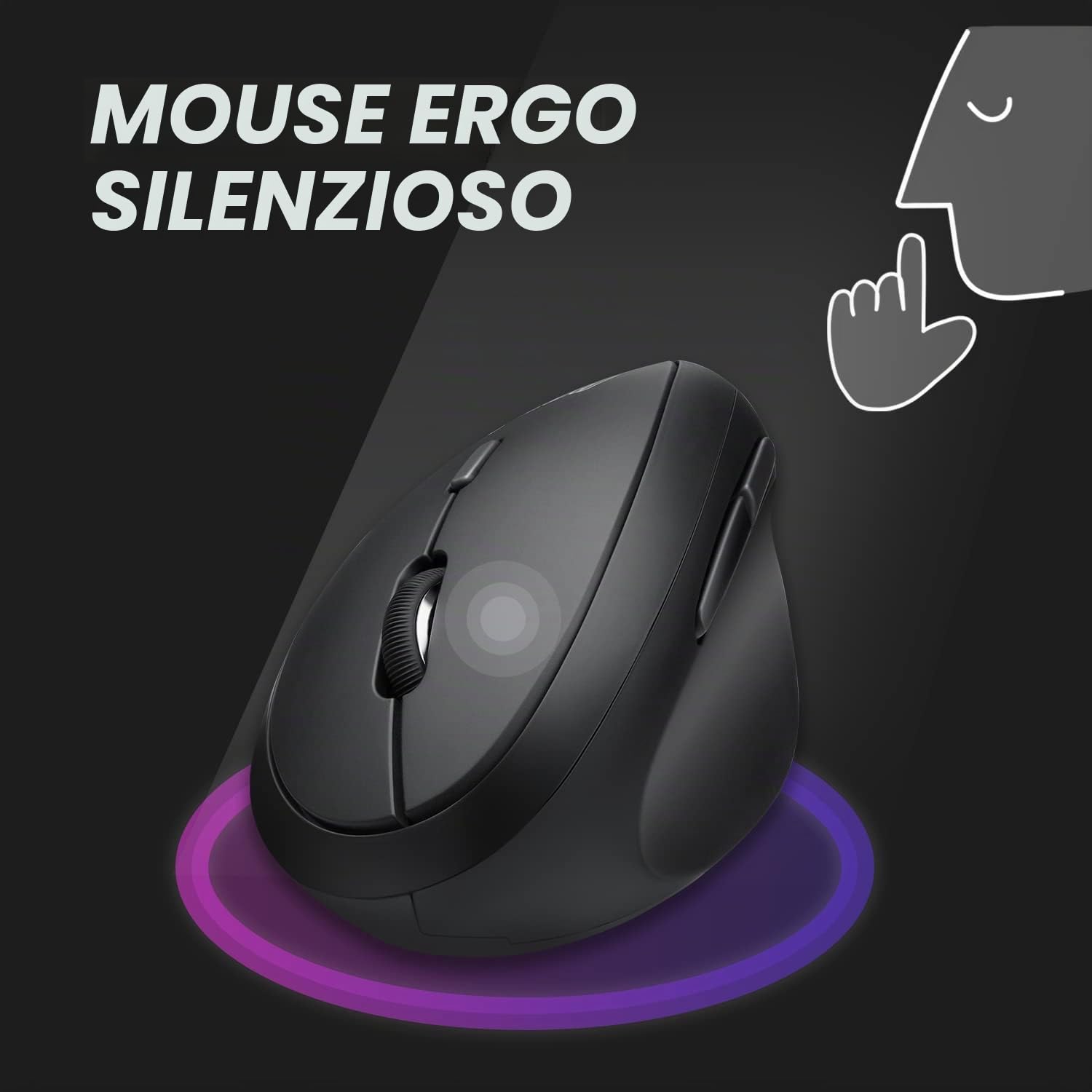 Perixx PERIDUO-606A, tastiera ergonomica compatta wireless 3 in 1 con mouse verticale e tastierino numerico, poggiapolsi regolabile, rotella inclinabile, tasti a basso profilo a membrana