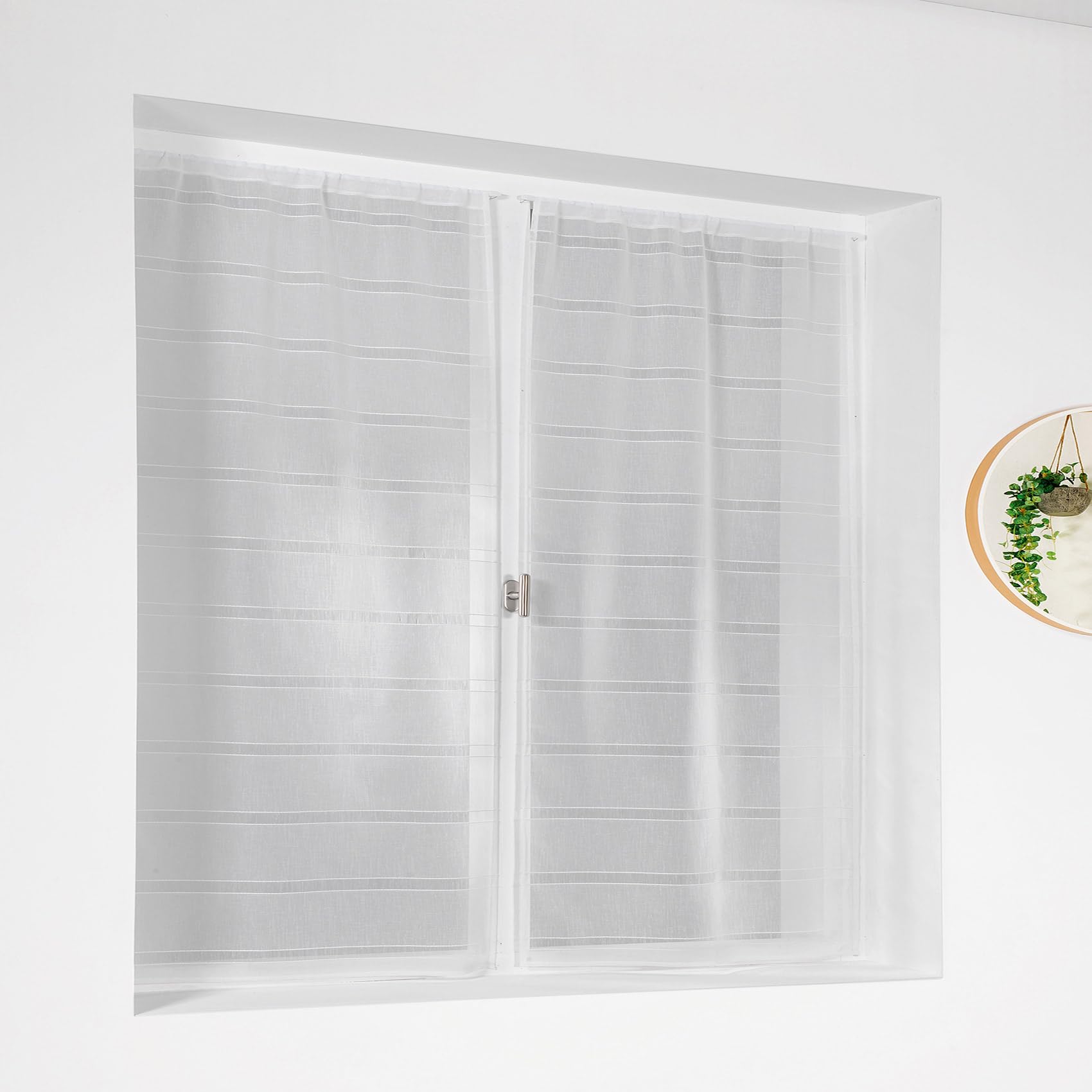 Linder - Vetri a Coppia di cordoncini in poliestere ecru 55 x 120 cm