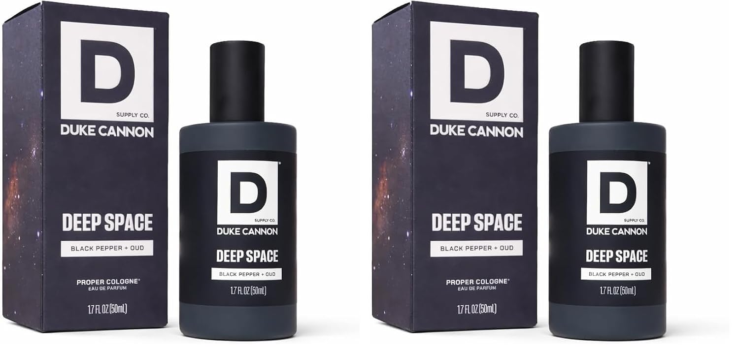 Duke Cannon Proper Cologne for Men - Men's Eau de Parfum - Fragrance for Lasting Wear - Essential Oils - Black Pepper & Oud - Deep Space, 1.7 fl oz (Pack of 2)