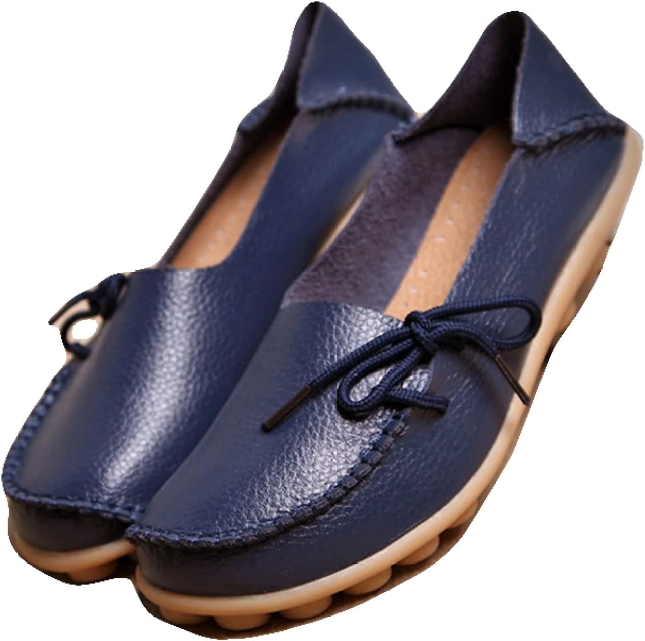 [PANLON] モカシン ローヒール 痛くない 夏 レディース 通気性 防滑 スリッポン 25.0cm モカシンローファー 柔らか