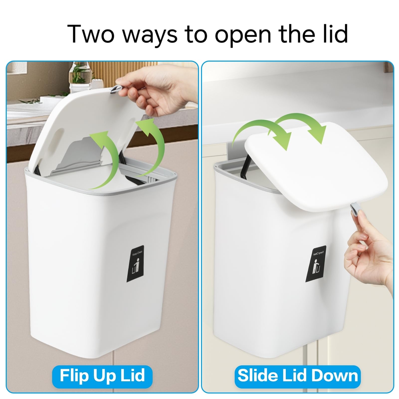 Pattumiera per compostaggio da cucina da 9L per bidone della spazzatura da 2,4 G per sotto il lavandino, secchio per compost interno(bianco)