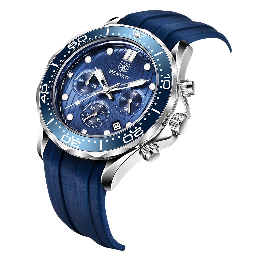 By Benyar Mens Watch Quartz Movement Stainless Steel And