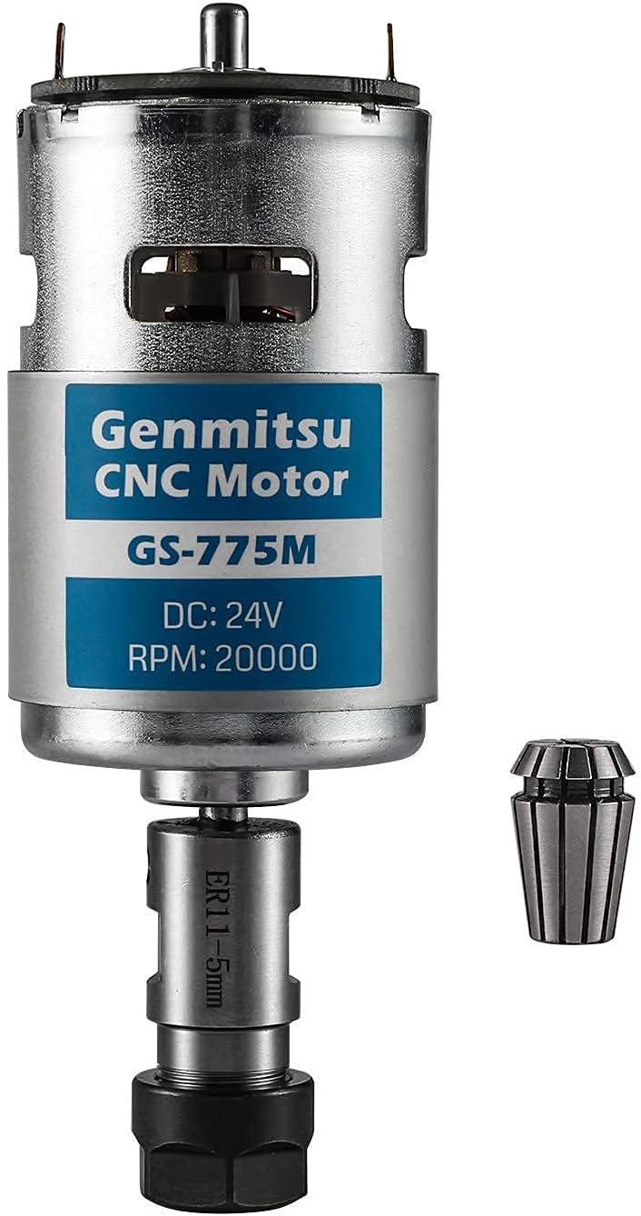 Genmitsu GS-775M 20000RPM 775 CNC Spindle Motor with 5mm ER11 Collet Set+Genmitsu 4pcs ER11-A Collet Clamping Nut for CNC Milling Chuck Holder Lathe