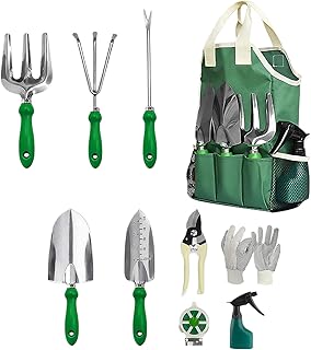 ガーデニングツールセット - ヘビーーデューティ熊手＆シャベル,11点園芸ツールキット - 母・女性・初心者・男性向け 庭作業芝生植物花の手入れに最適