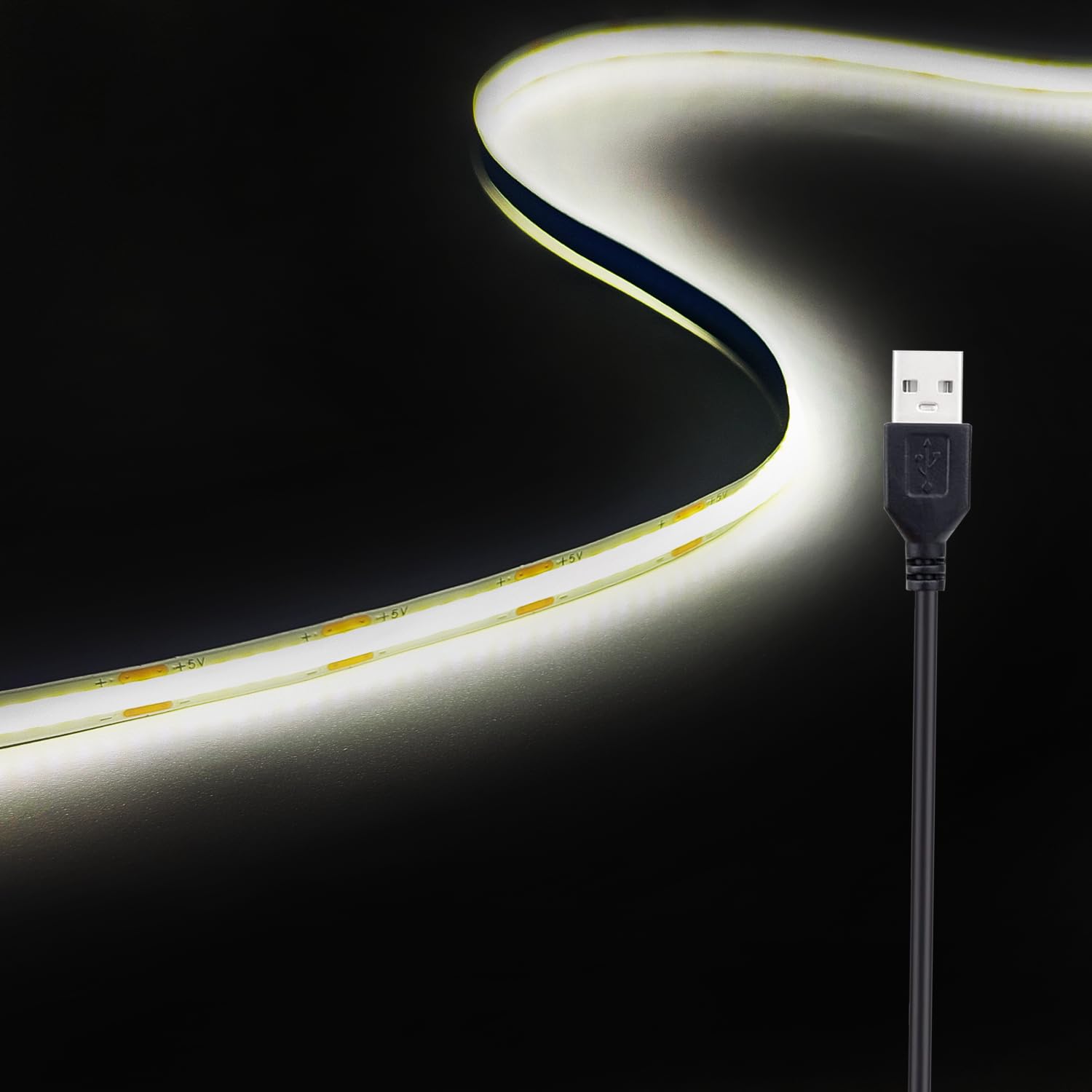 XINGZHI COB LED Strip Lights, USB LED Light Strip 5V LED Light Strips, 3.28FT 6000K Daylight White Light Strip, Thin Led Light Strip for TV, Bedroom, Living Room, Cabinet