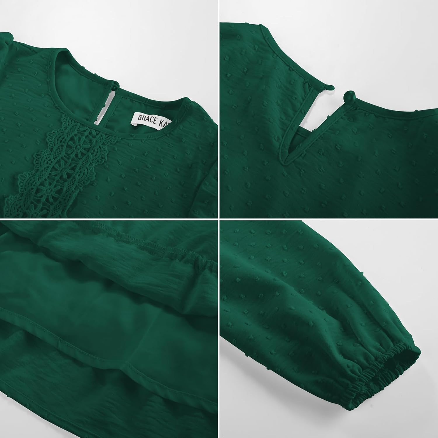 GRACE KARIN Girls Long Sleeve Fall Dress Casual Party Teen Swiss Dot Ruffle Tiered Lace Dresses for 7-14 Years - Image 7