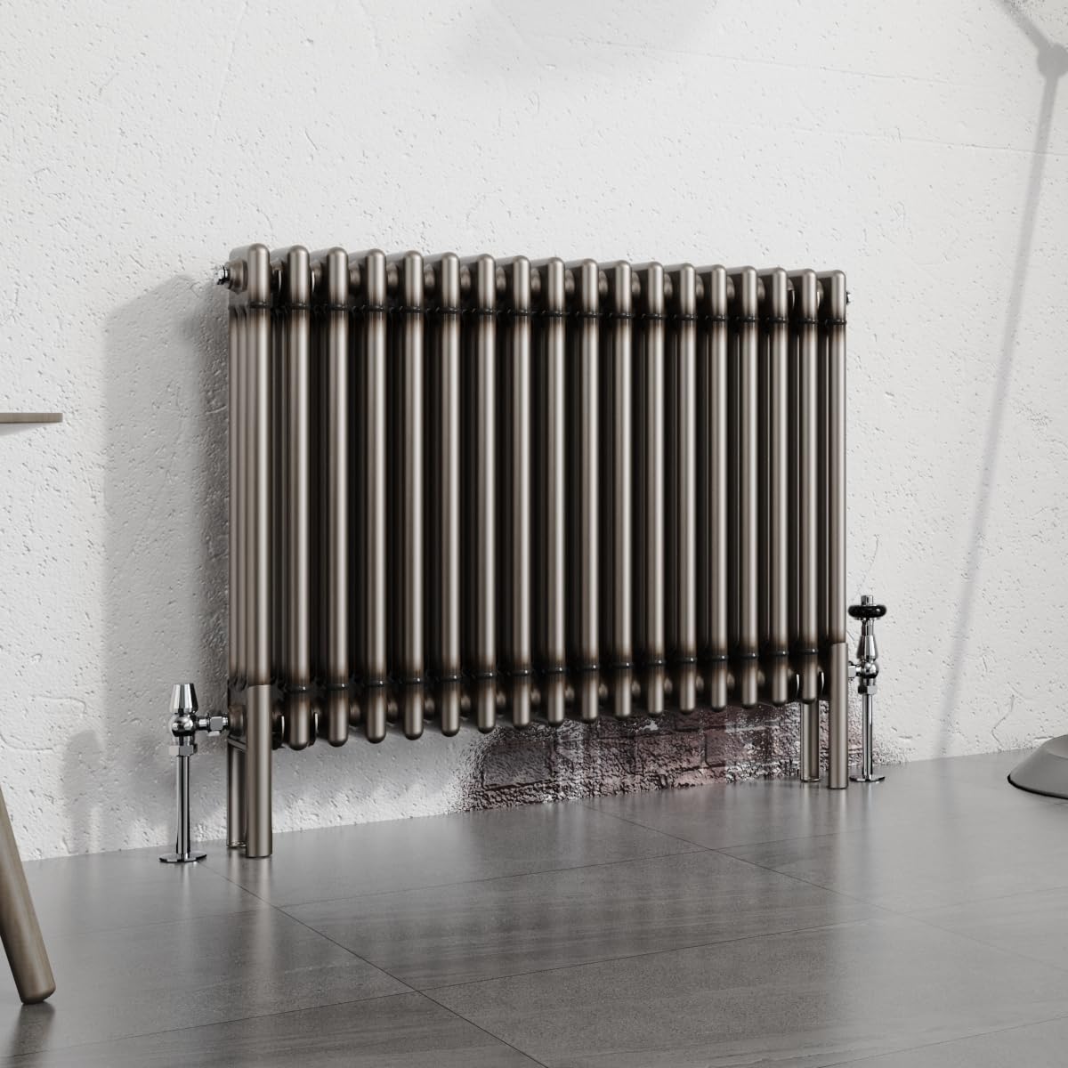 Warmehaus 600x832mm Raw Metal Horizontal 3 Column Radiator Traditional Cast Iron Style Bathroom Radiator Central Heating