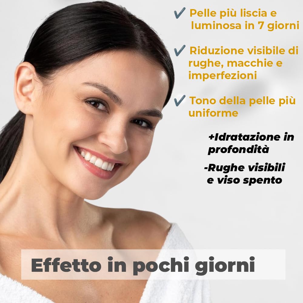 Siero Viso Alla Bava Di Lumaca 98% - Anti-Età, Liftante, Idratante e Antimacchia per Pelle più Soda e Tonica con Acido Ialuronico,Niacinamide e Vitamina C, Donna Uomo 50 ml Bio.