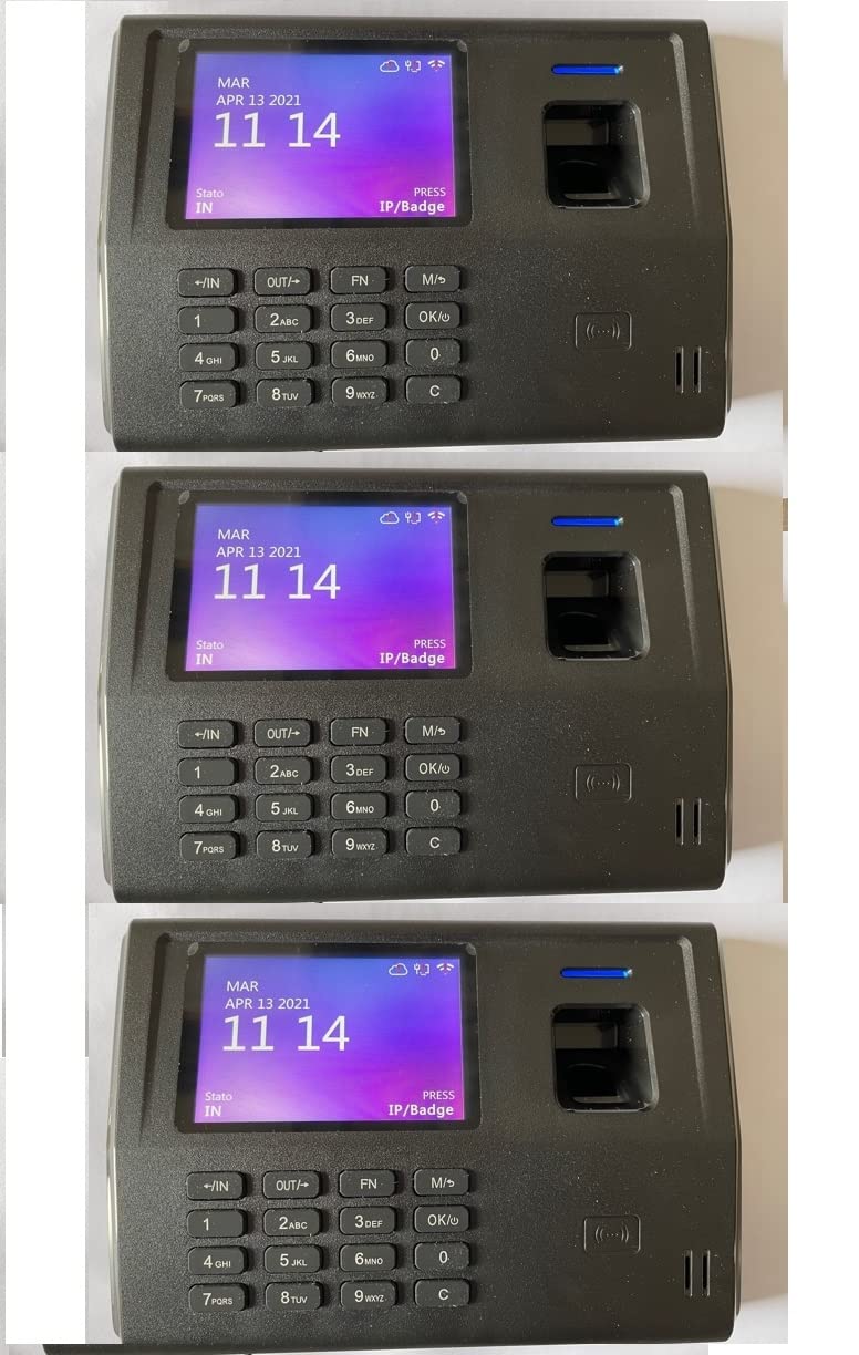 3 RILEVATORI PRESENZE WIFI MARCATEMPO, 40 TESSERE, L'UNICO CON CORSO ISTRUZIONE SOFTWARE PER 4 MESI, IMPRONTA DIGITALE+RFID, WEBSERVER, SOFTWARE IN ITALIANO. VENDUTO DA AZIENDA ITALIANA