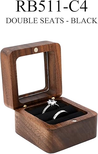 Miniatura 7 de Caja de madera marrón retro portátil de 7 estilos, pendientes de pecho de joyería, caja de presentación de madera