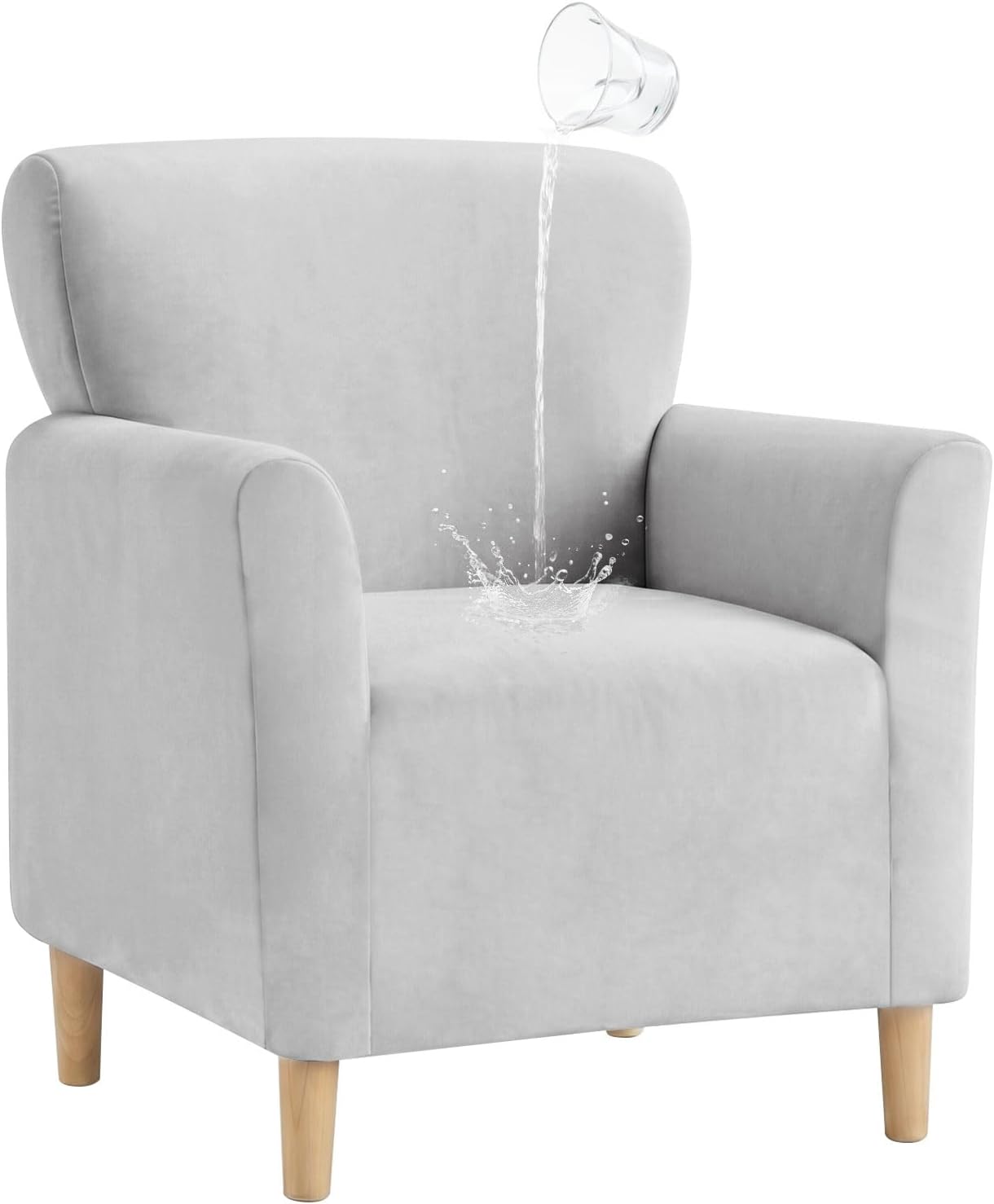 NICEEC Spandex Stretch Accent Chair Covers Armchair Soft Modern Banquet Arm Chair Cover Water Repellent Mid Century Armchair Slipcovers Furniture Protector for Living Room Office Reading(LightGrey)