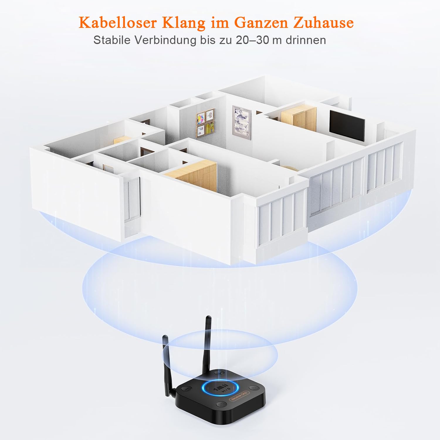 1Mii B06Pro Bluetooth 5.3 HiFi Empfänger, Kabelloser Audio Adapter aptX Low Latency 3D Surround Optisch Koaxial 3,5mm AUX